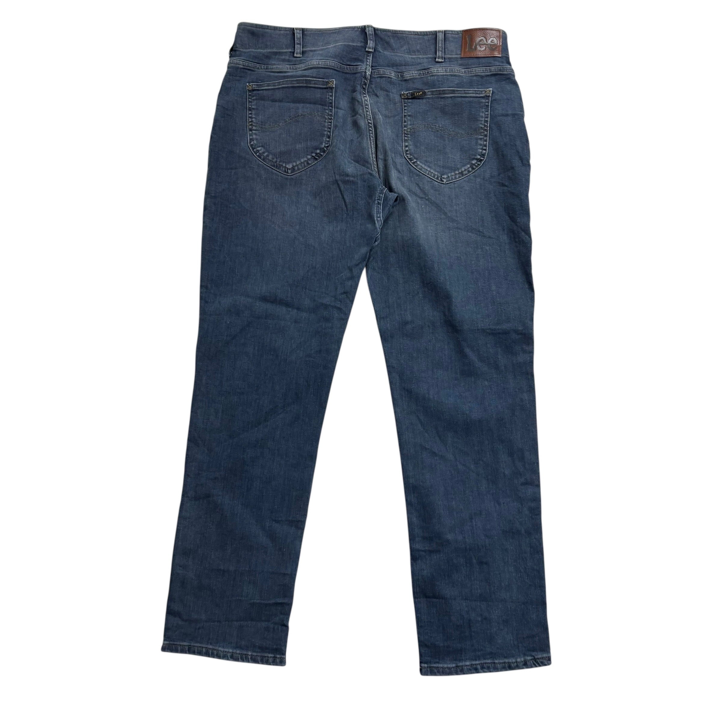 Lee Jeans W40 L32 Mens Regular Tapered Fit Mid Blue Stretch Denim (E)