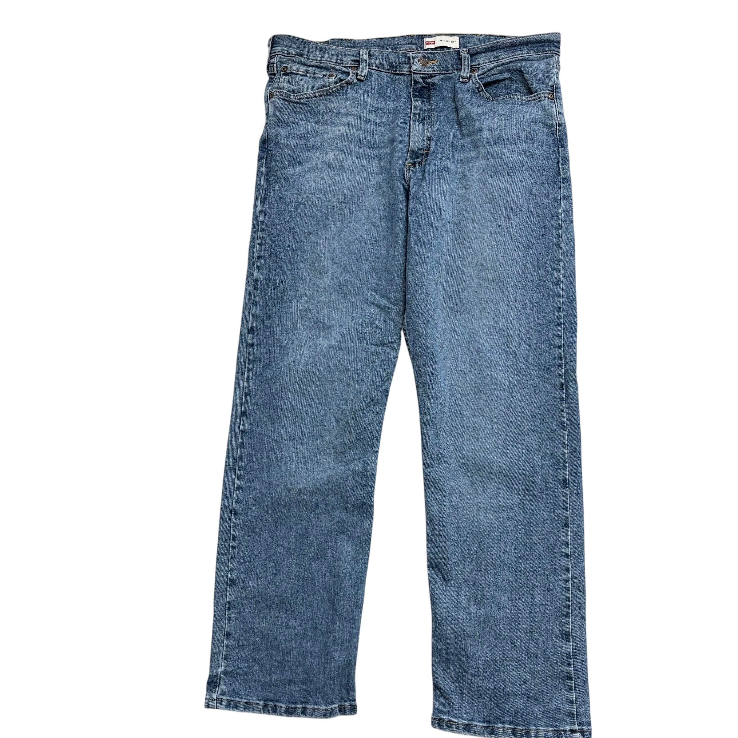 Wrangler Jeans W36 L30 Mens Mid Blue Relaxed Straight Fit Stretch Denim (F)