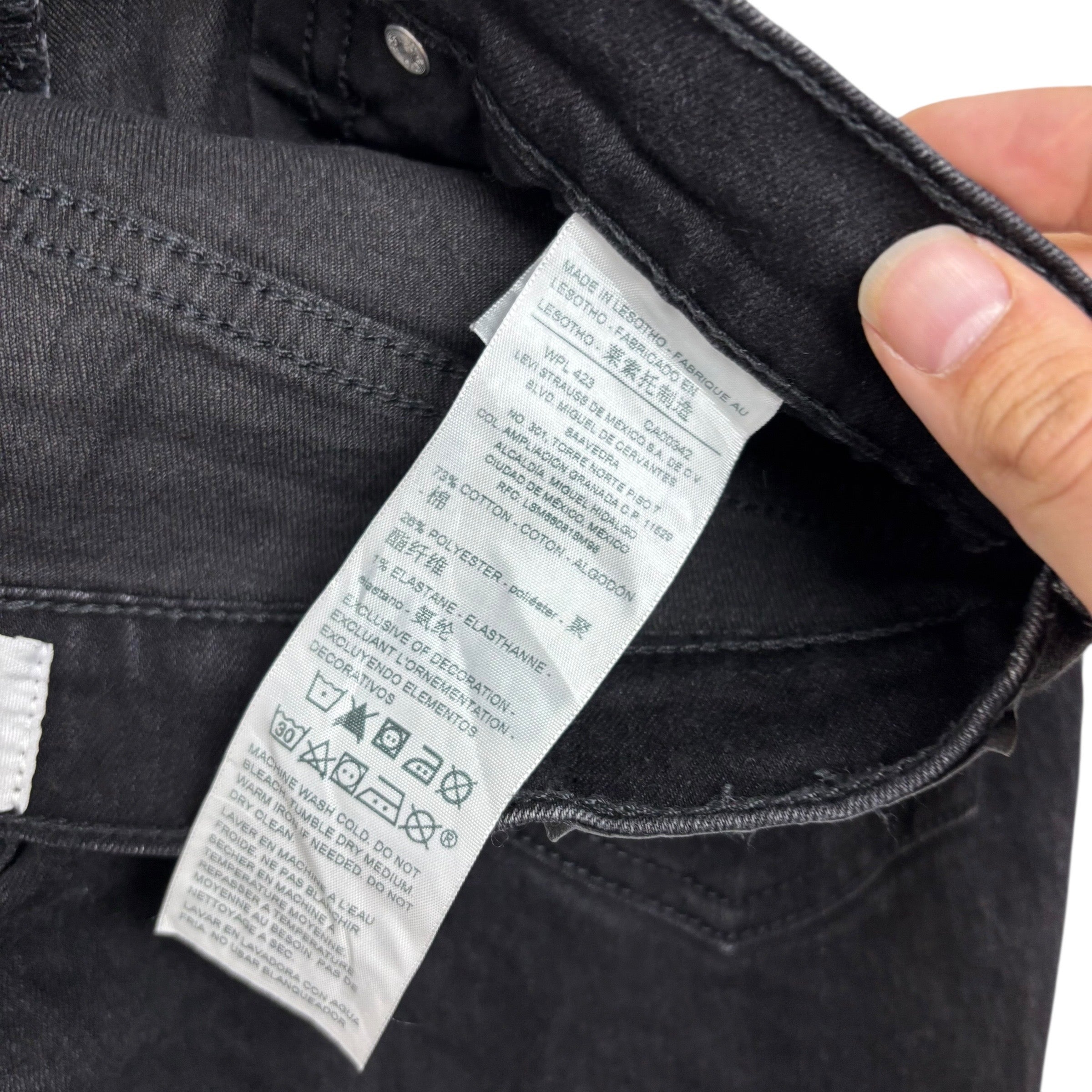 Levis Denizen Jeans W30 L30 Mens Black Slim Fit Stretch Denim (E)