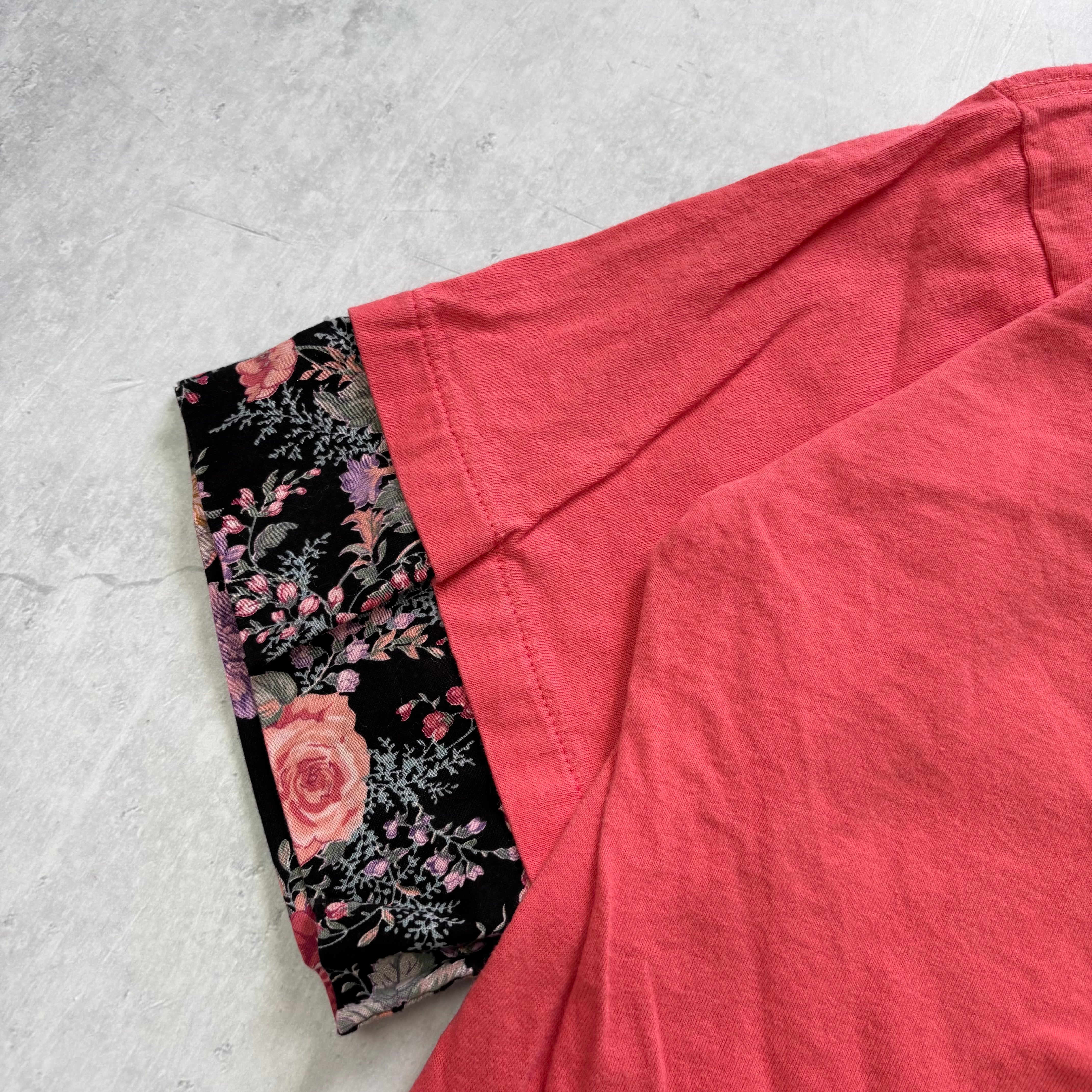 Vintage T Shirt Mens Medium Pink Single Stitch Graphic Print 90s Flowers