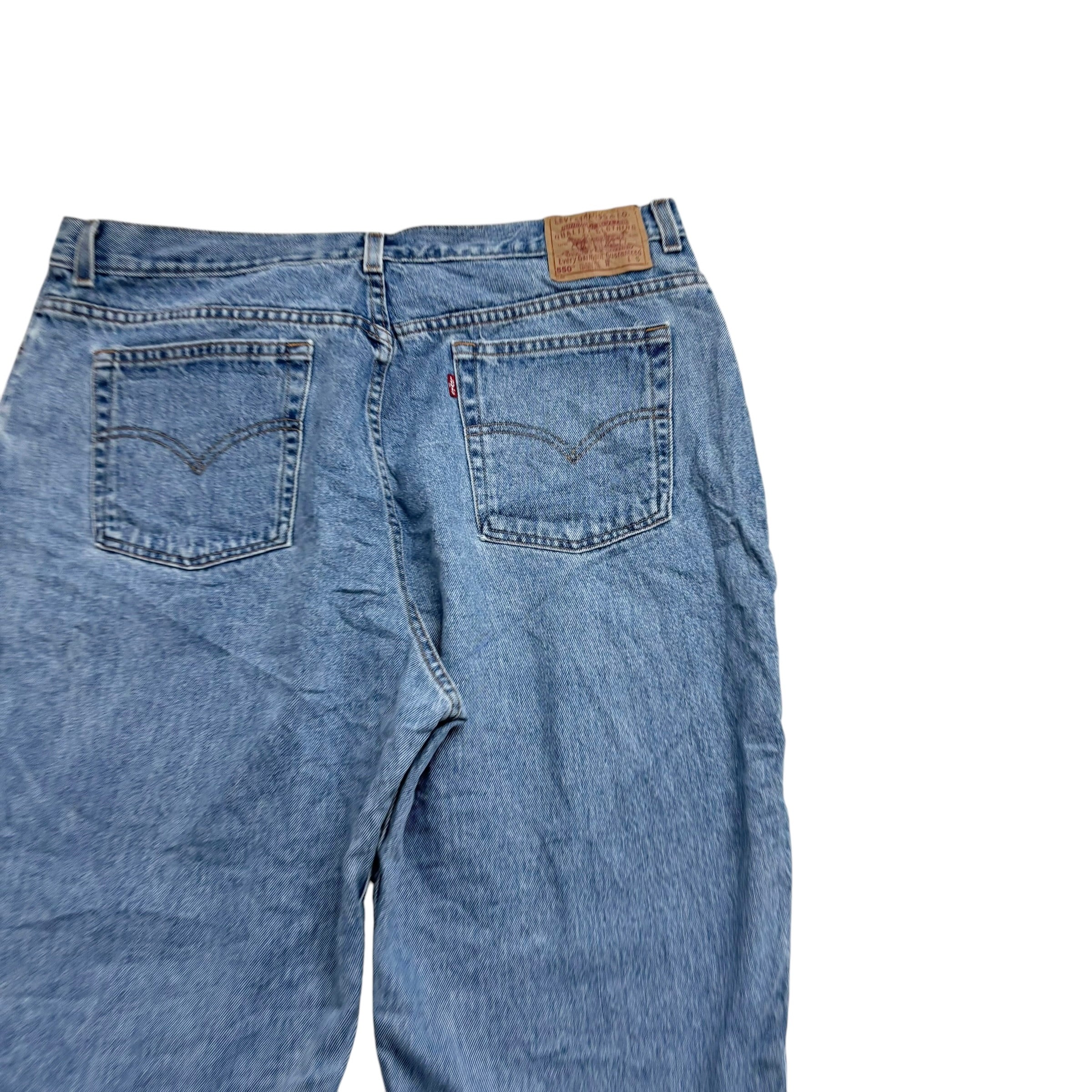 Levis 550 Jeans W38 L29 Womens Light Blue Relaxed Taper Made In USA Vintage (E)