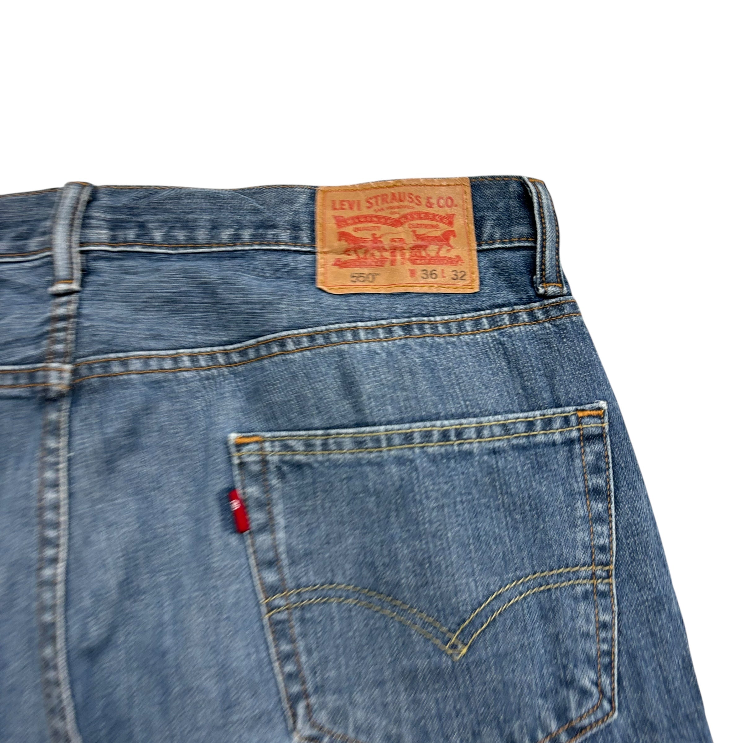 Levis 550 Jeans W36 L32 Mens Mid Blue Baggy Relaxed Straight Fit Denim (E)