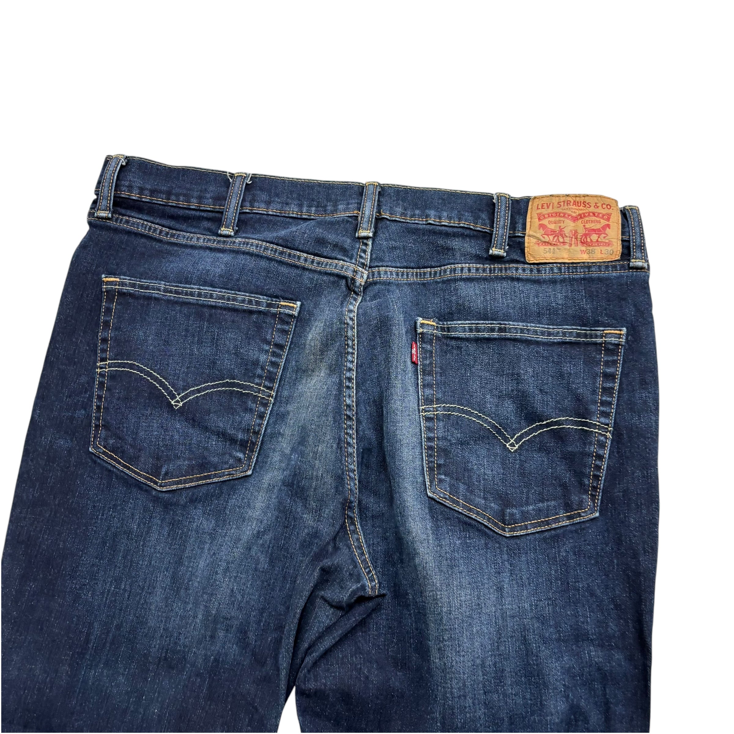 Levis 541 Jeans W38 L27 Mens Dark Blue Athletic Tapered Fit Stretch Denim