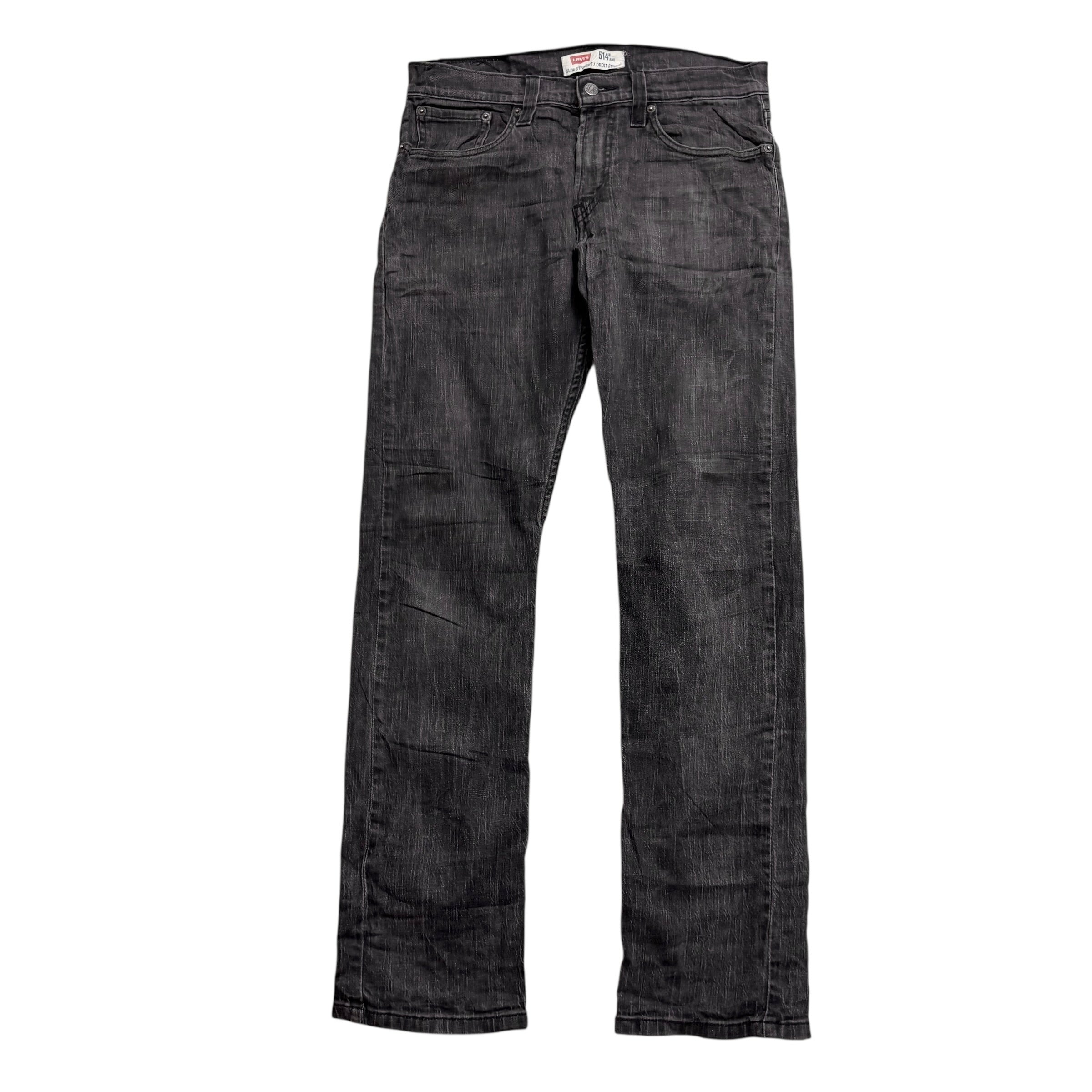 Levis 514 Jeans W31 L32 Mens Black Slim Straight Fit Stretch Vintage Denim