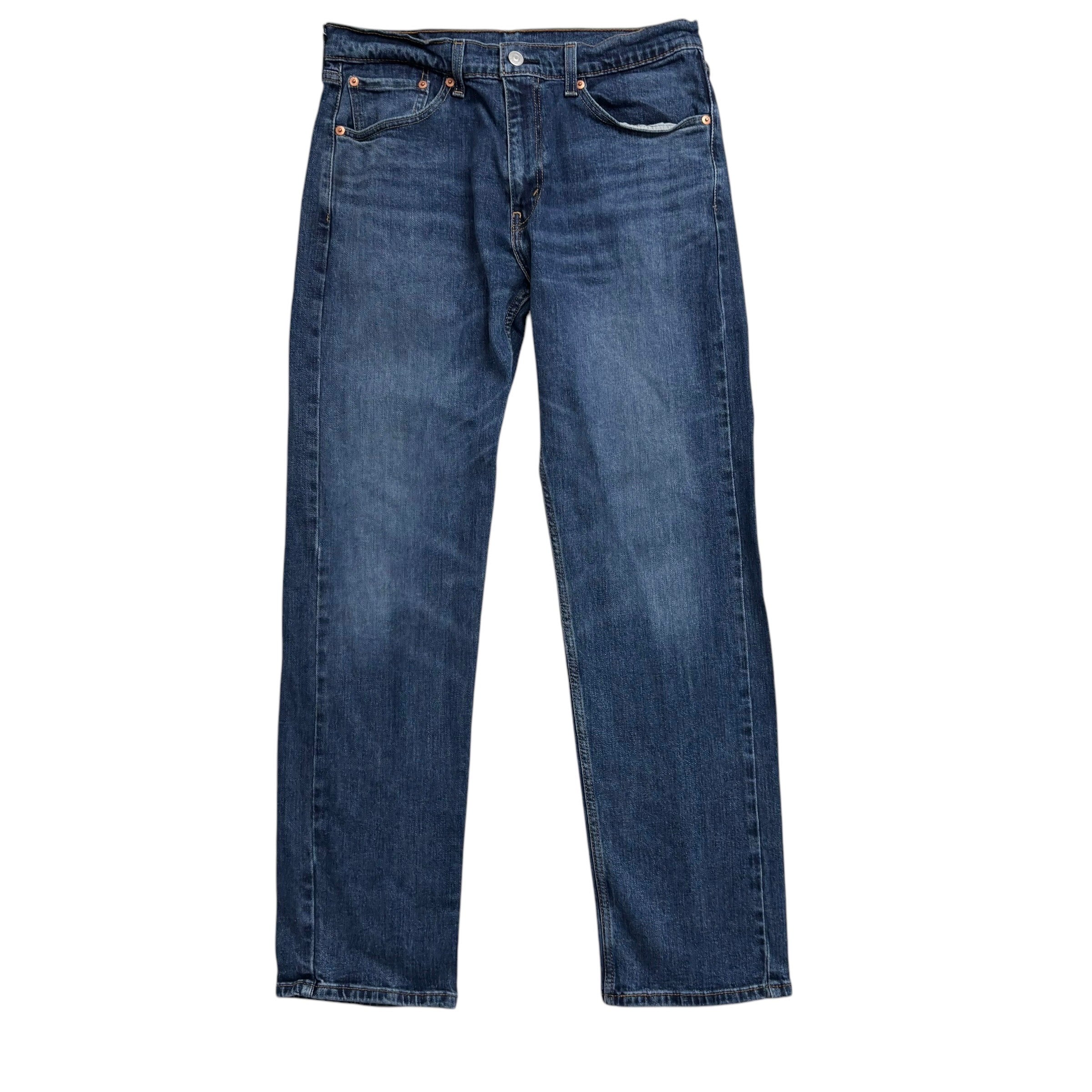 Levis 505 Jeans W32 L31 Mens Mid Blue Regular Straight Fit Stretch Denim (E)
