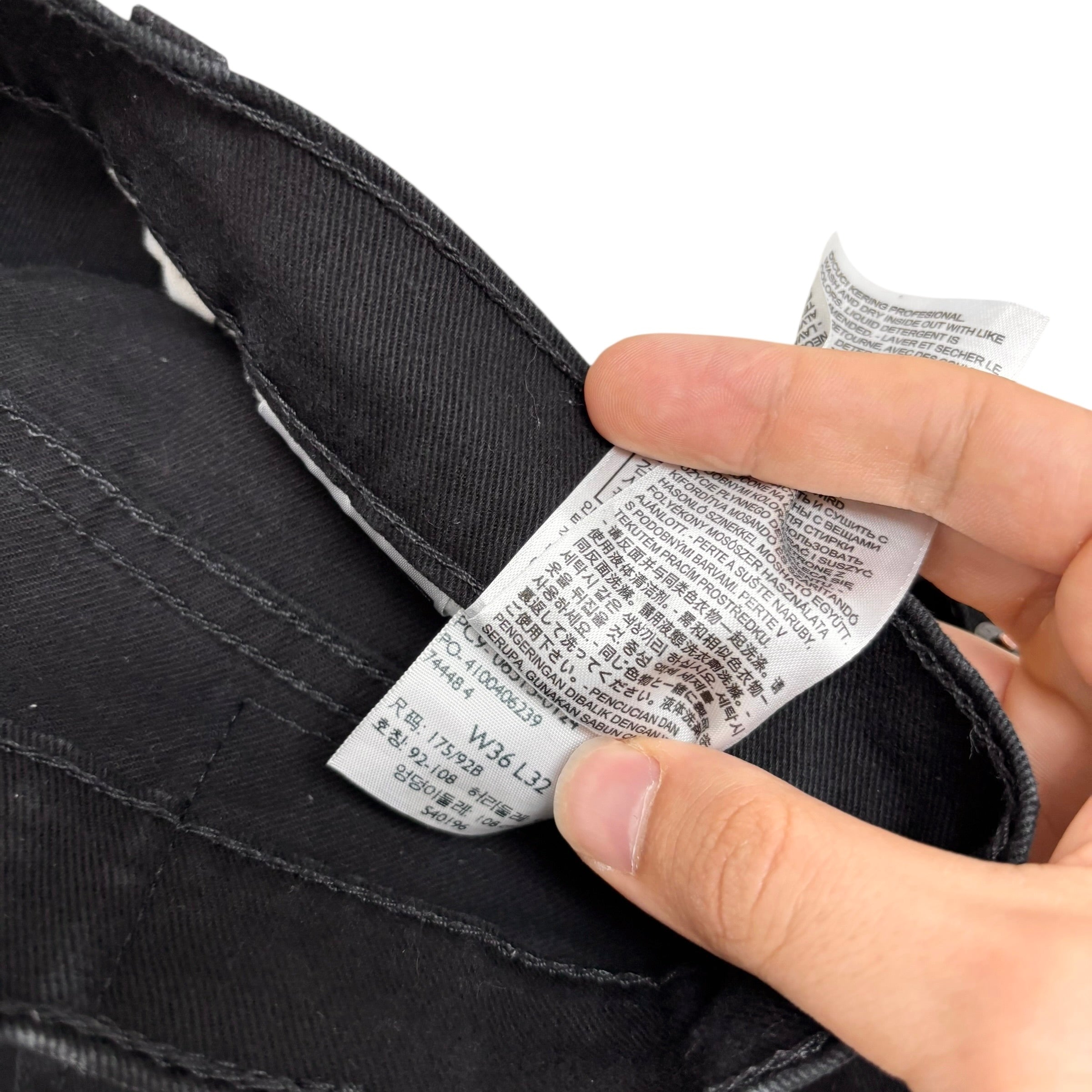 Levis 513 Jeans W36 L32 Mens Black Slim Straight Fit Stretch Denim (E)