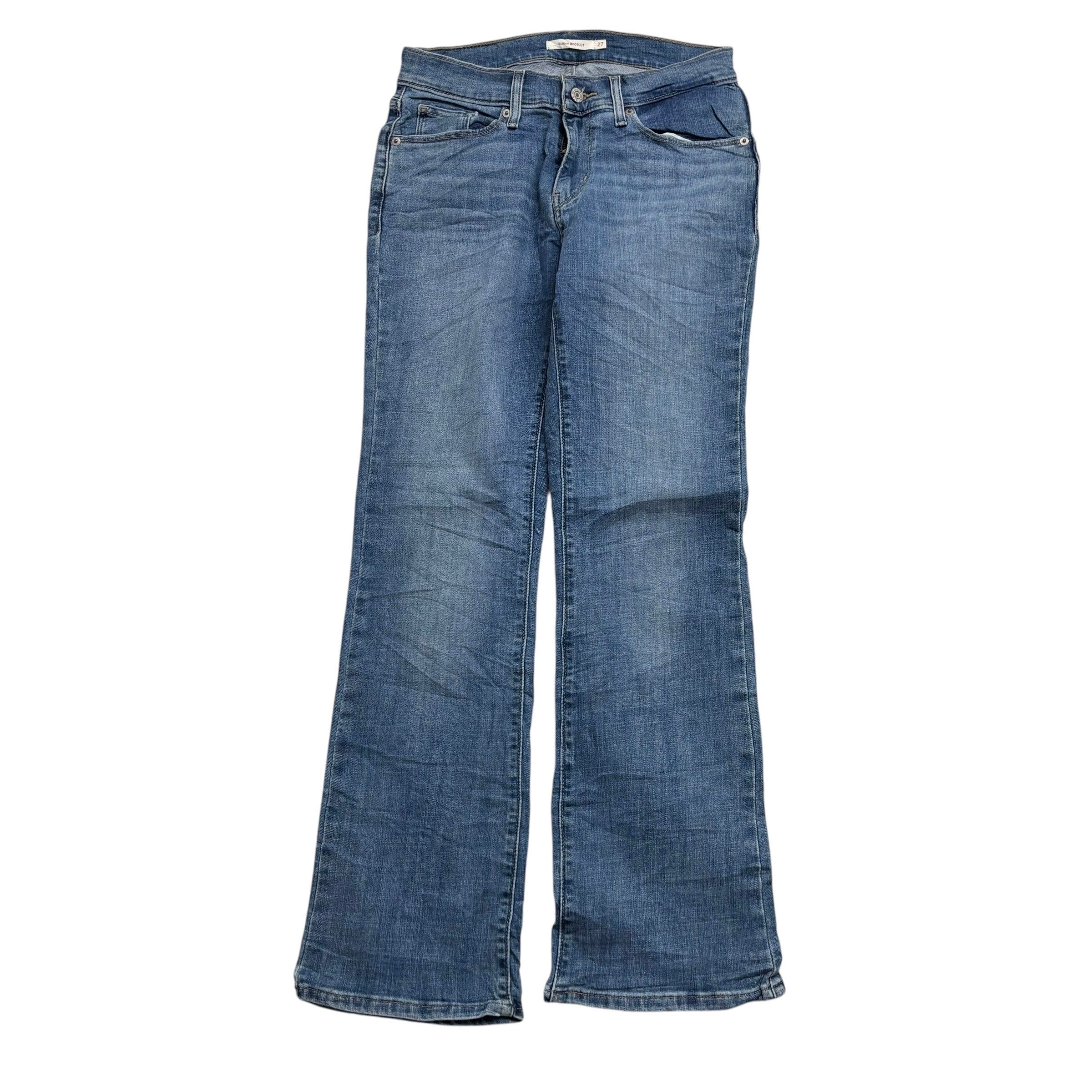 Levis Jeans W27 L30 Womens Curvy Bootcut Mid Blue Stretch Denim (E)