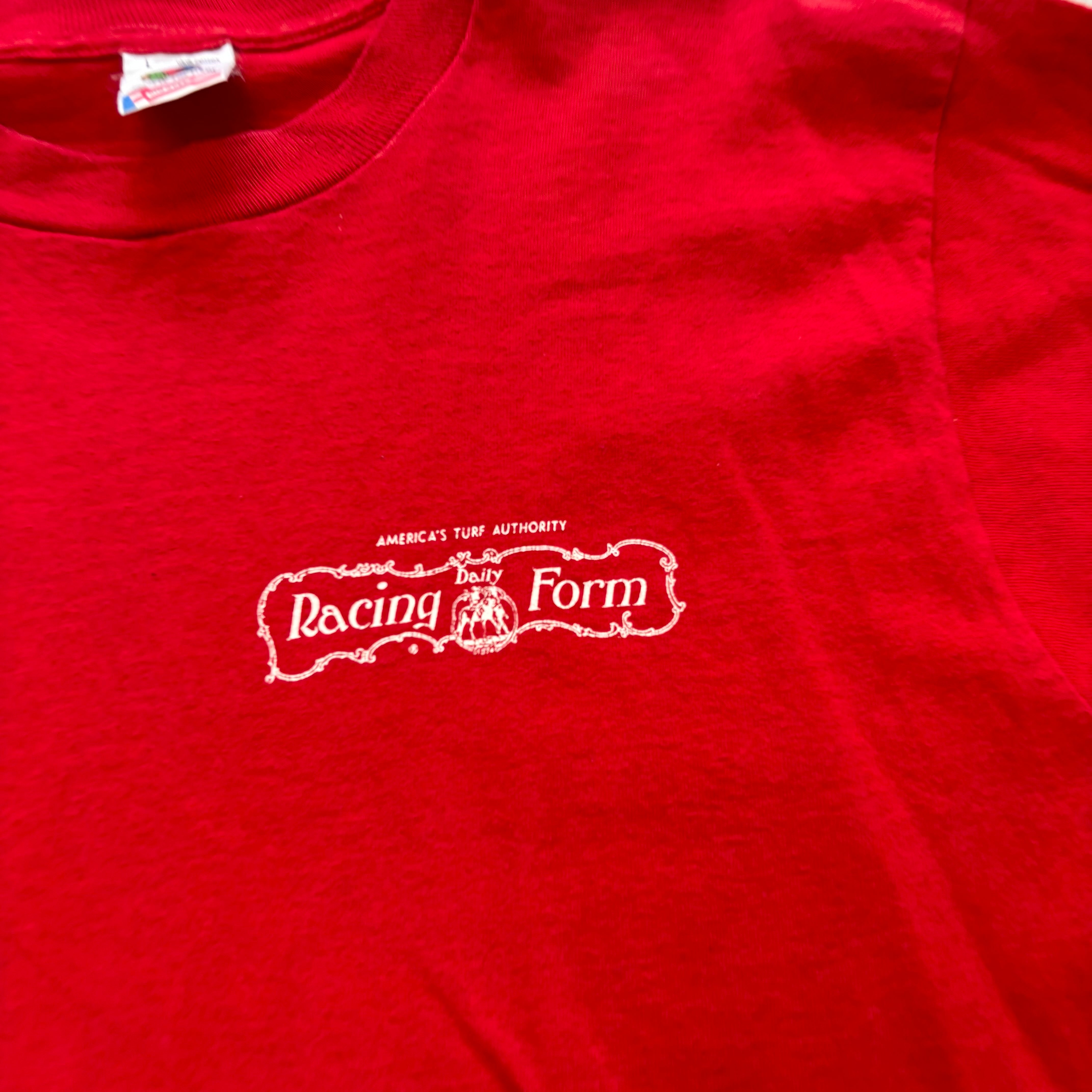 Vintage T Shirt Mens Medium Red Single Stitch Graphic Print 90s Racing (E)