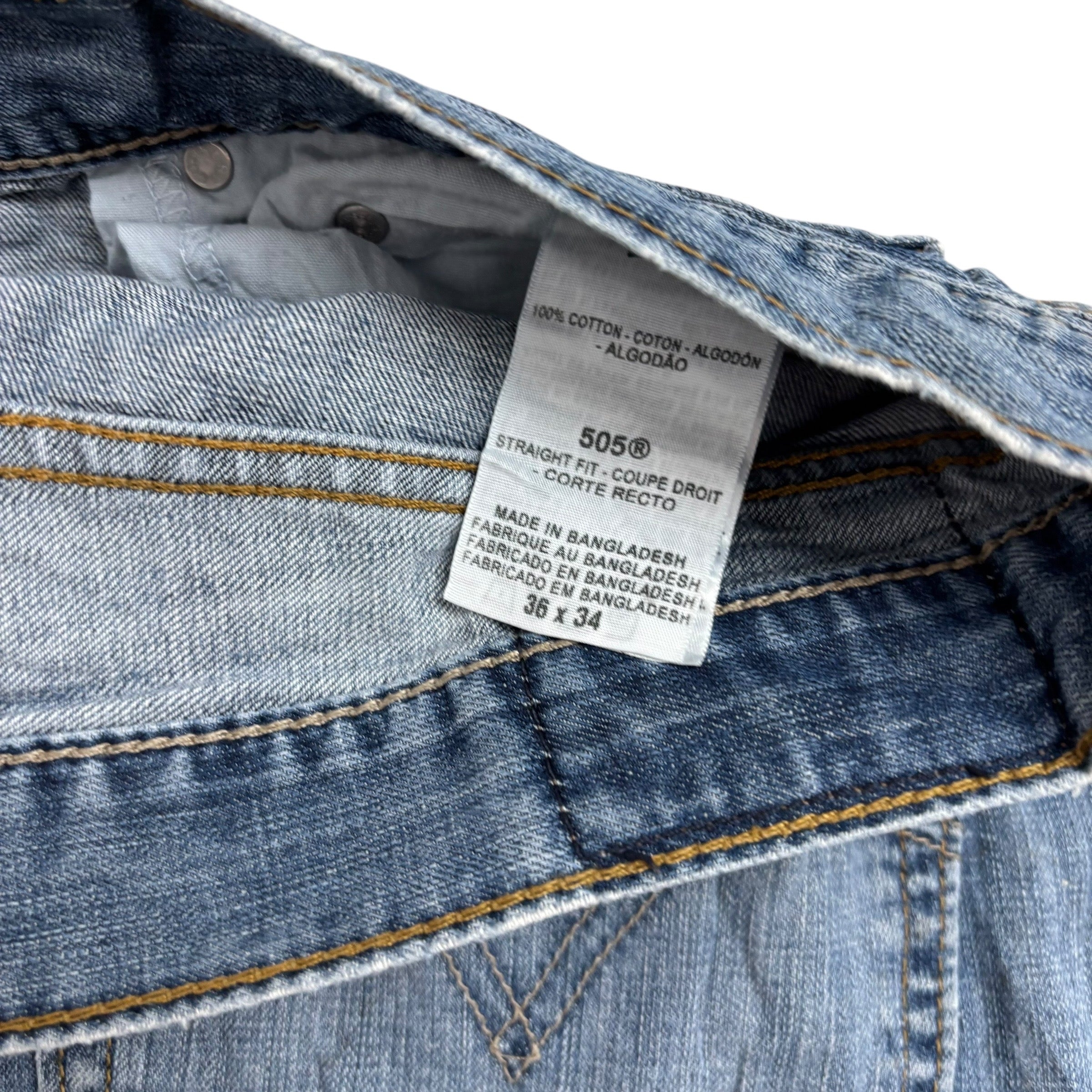 Levis 505 Jeans W36 L34 Mens Mid Blue Regular Straight Fit Vintage Denim (F)
