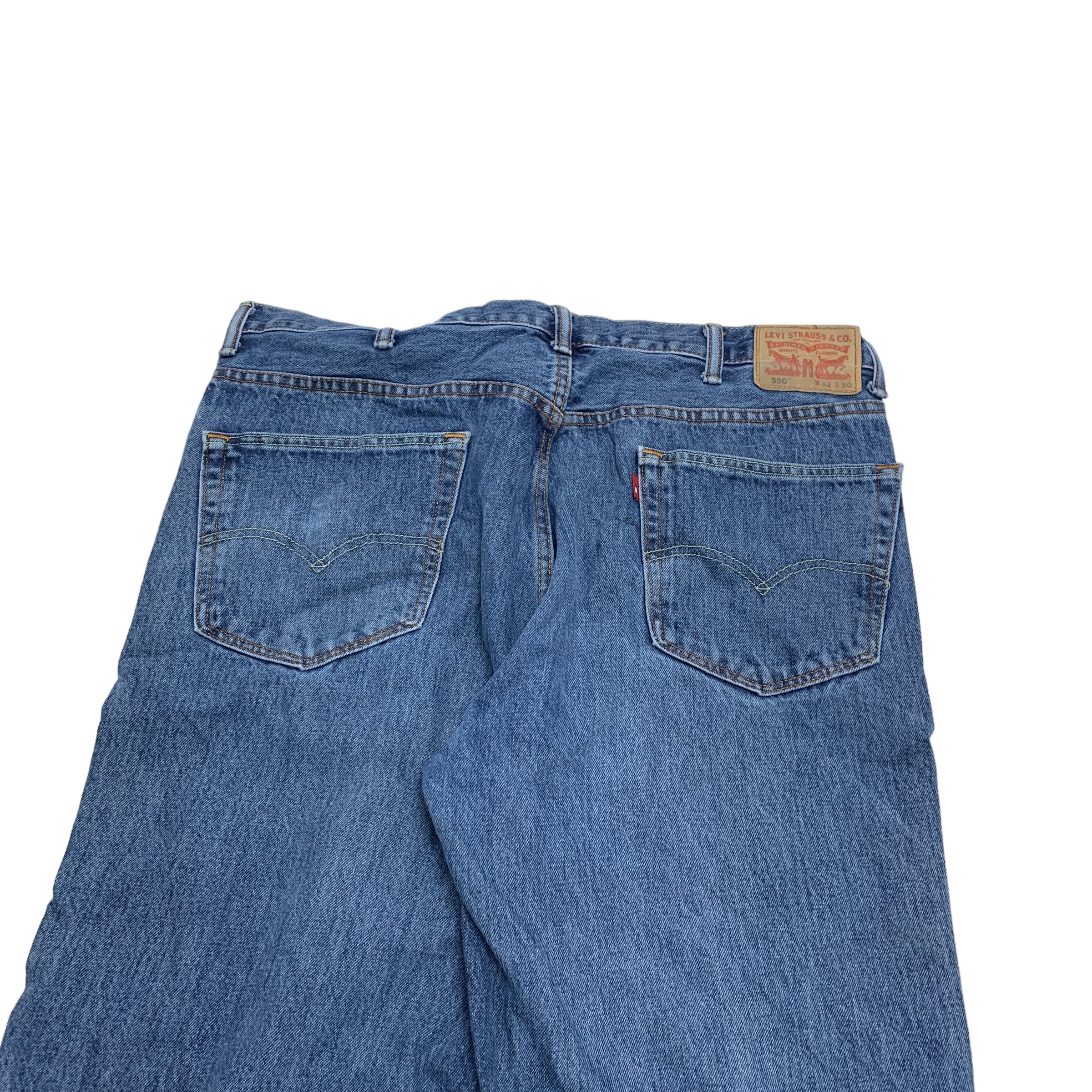 Levis 550 Jeans W42 L30 Mens Blue Relaxed Straight Fit Denim