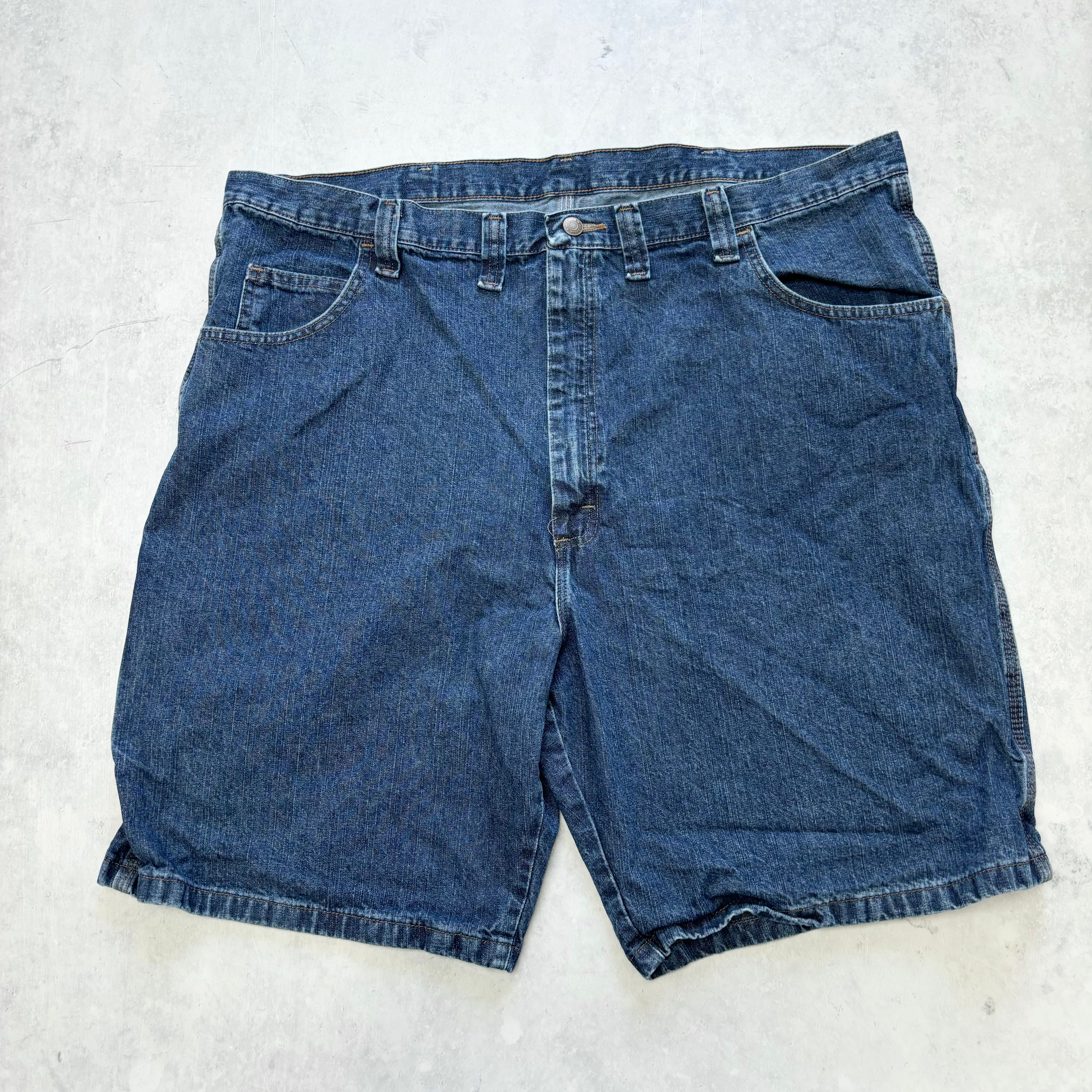 Vintage Wrangler Jorts W44 Mens Denim Shorts Dark Blue Baggy Relaxed Carpenter