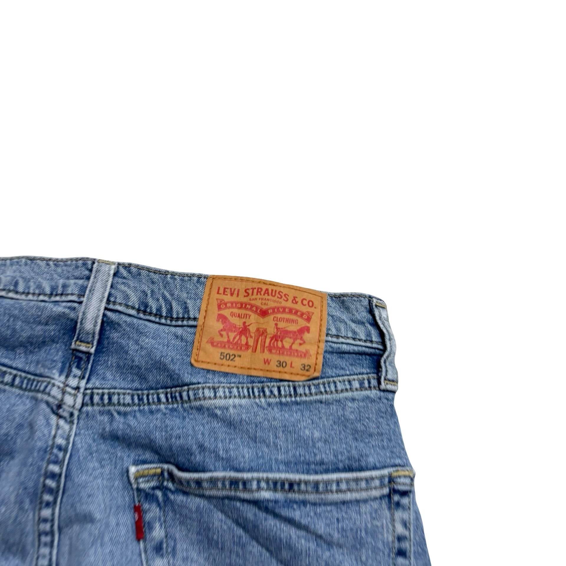 Levis 502 Jeans W30 L31 Mens Light Blue Regular Tapered Fit Stretch Denim (E)
