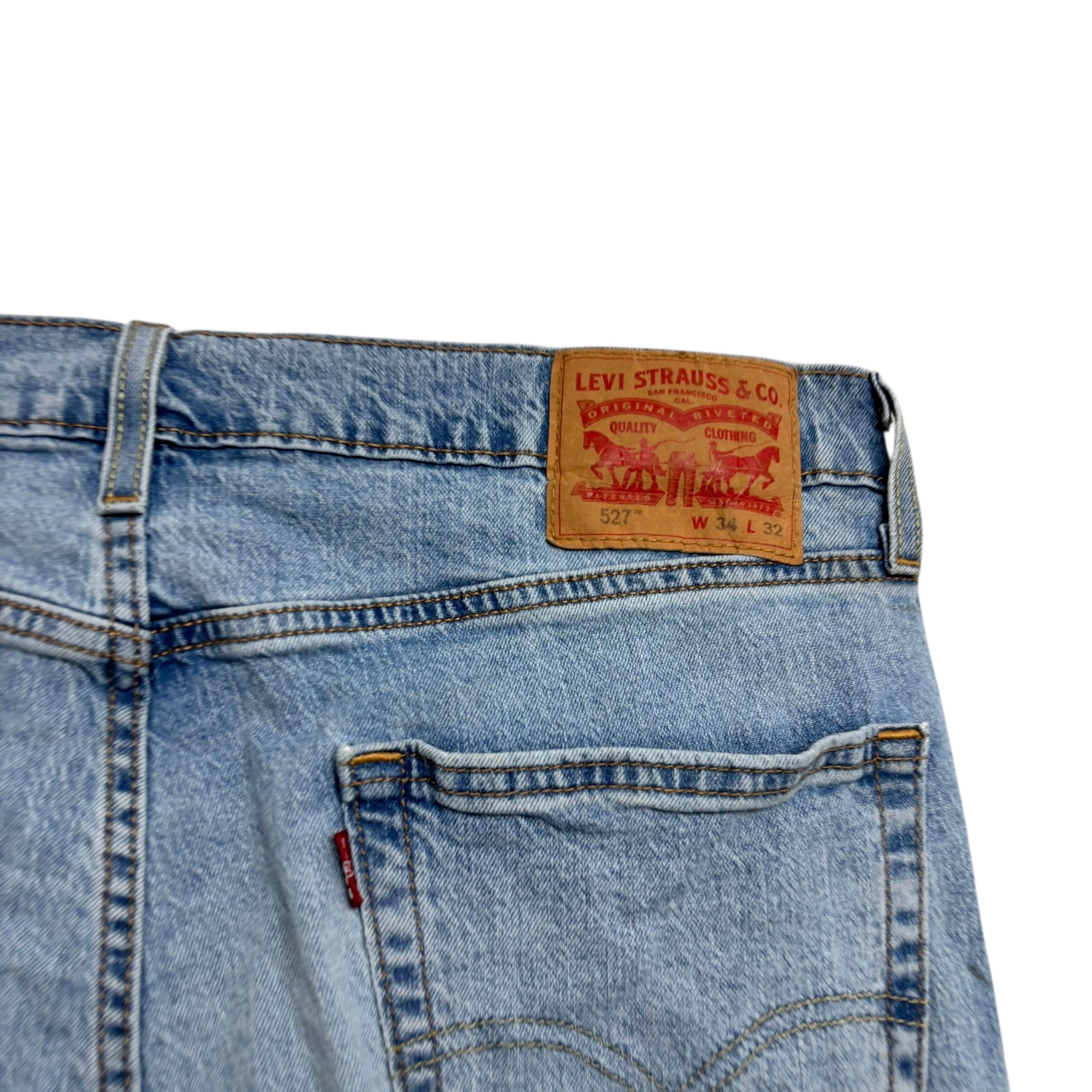 Levis 527 Jeans W34 L32 Mens Light Blue Slim Bootcut Fit Stretch Denim