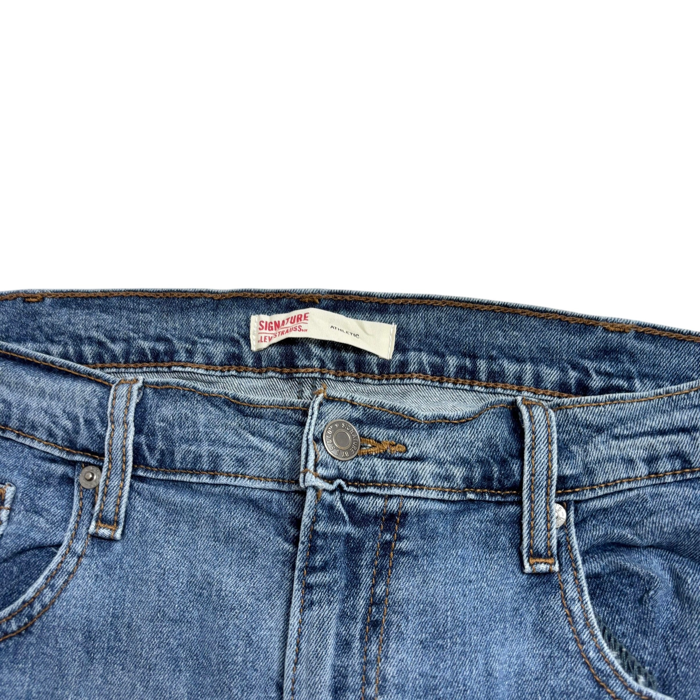 Levis Signature Jeans W38 L30 Mens Mid Blue Athletic Fit Stretch Denim (E)