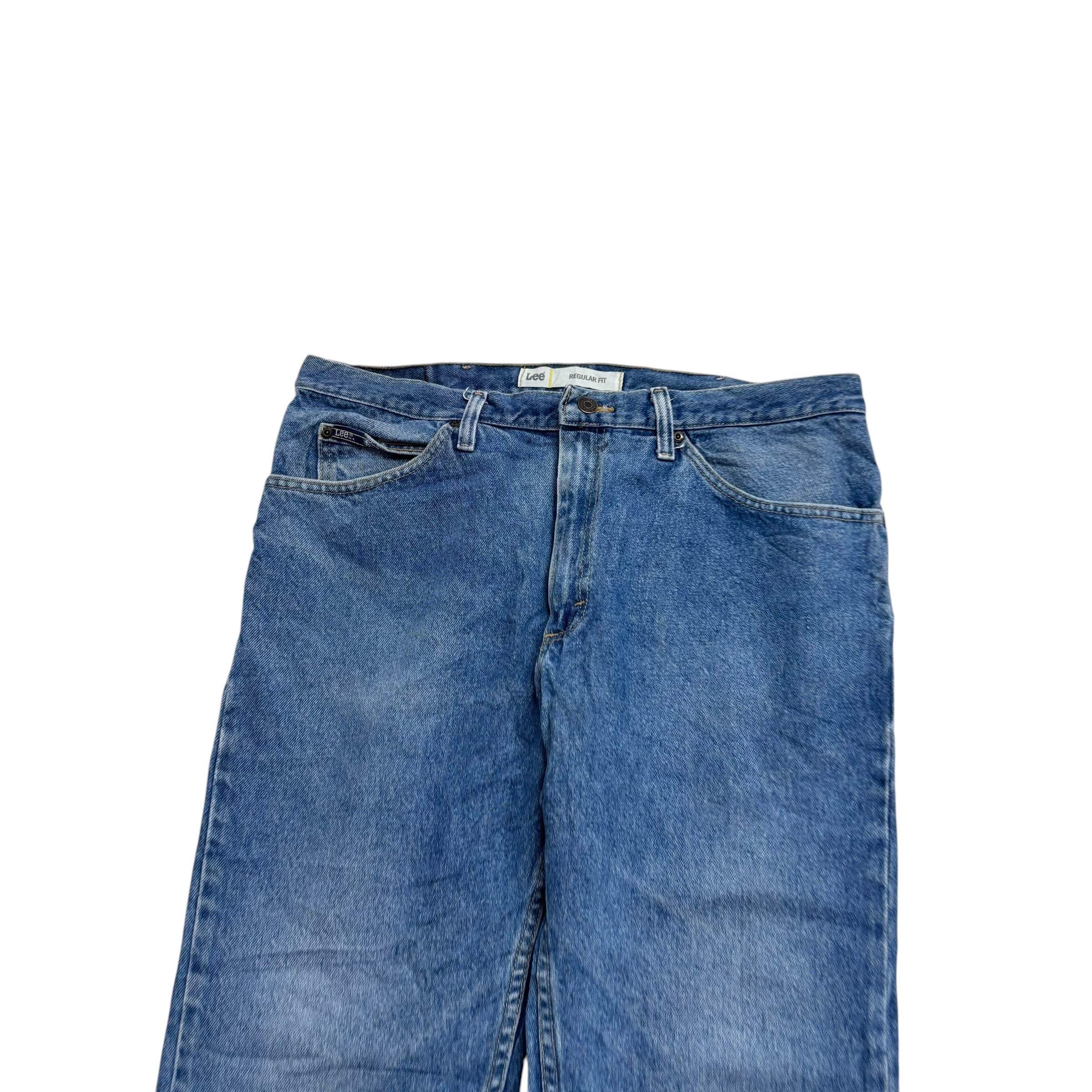 Lee Jeans W36 L30 Mens Mid Blue Regular Straight Fit Vintage Denim