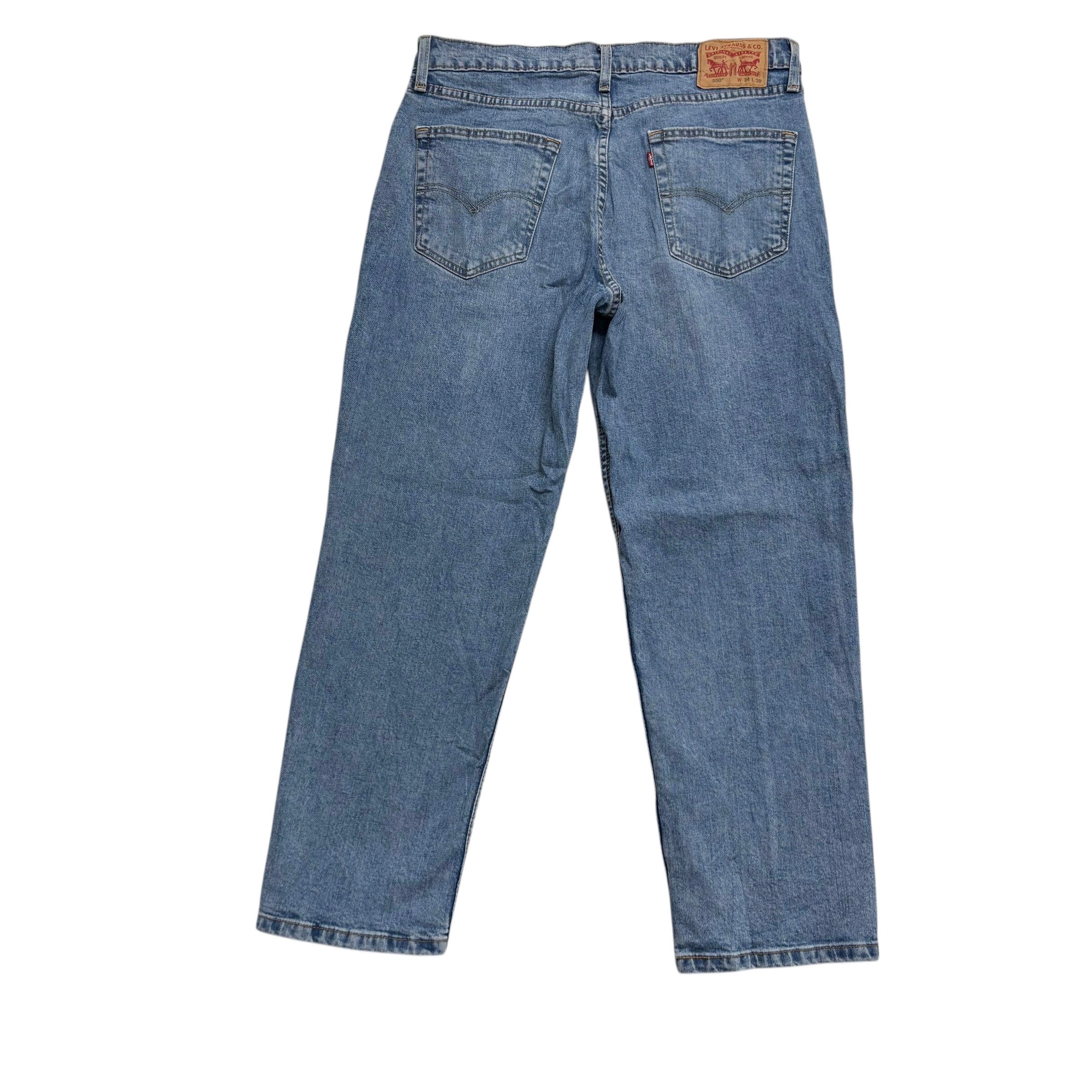 Levis 550 Jeans W34 L29 Mens Light Blue Relaxed Straight Fit Stretch Denim (E)