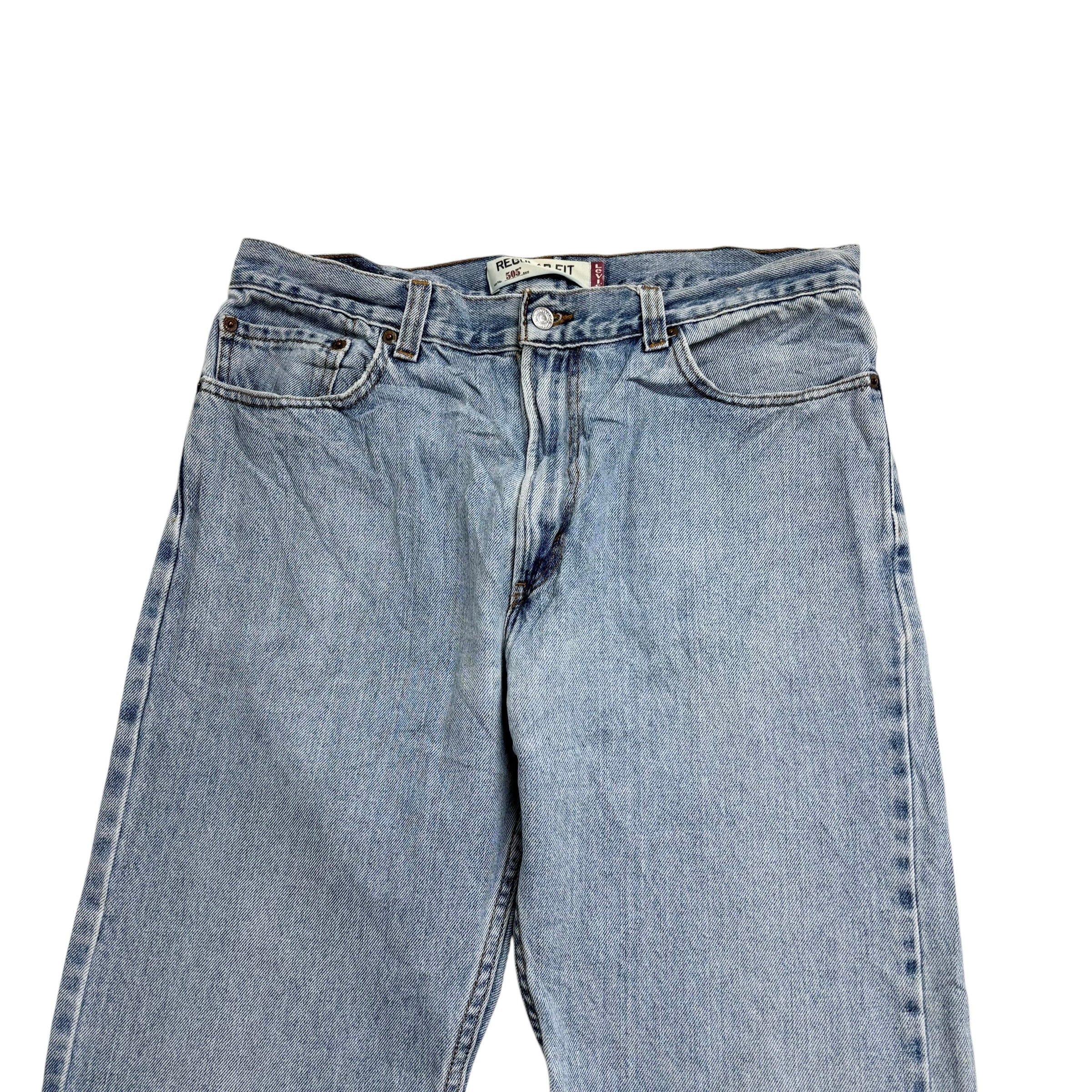 Levis 505 Jeans W36 L32 Mens Light Blue Regular Straight Fit Vintage Denim