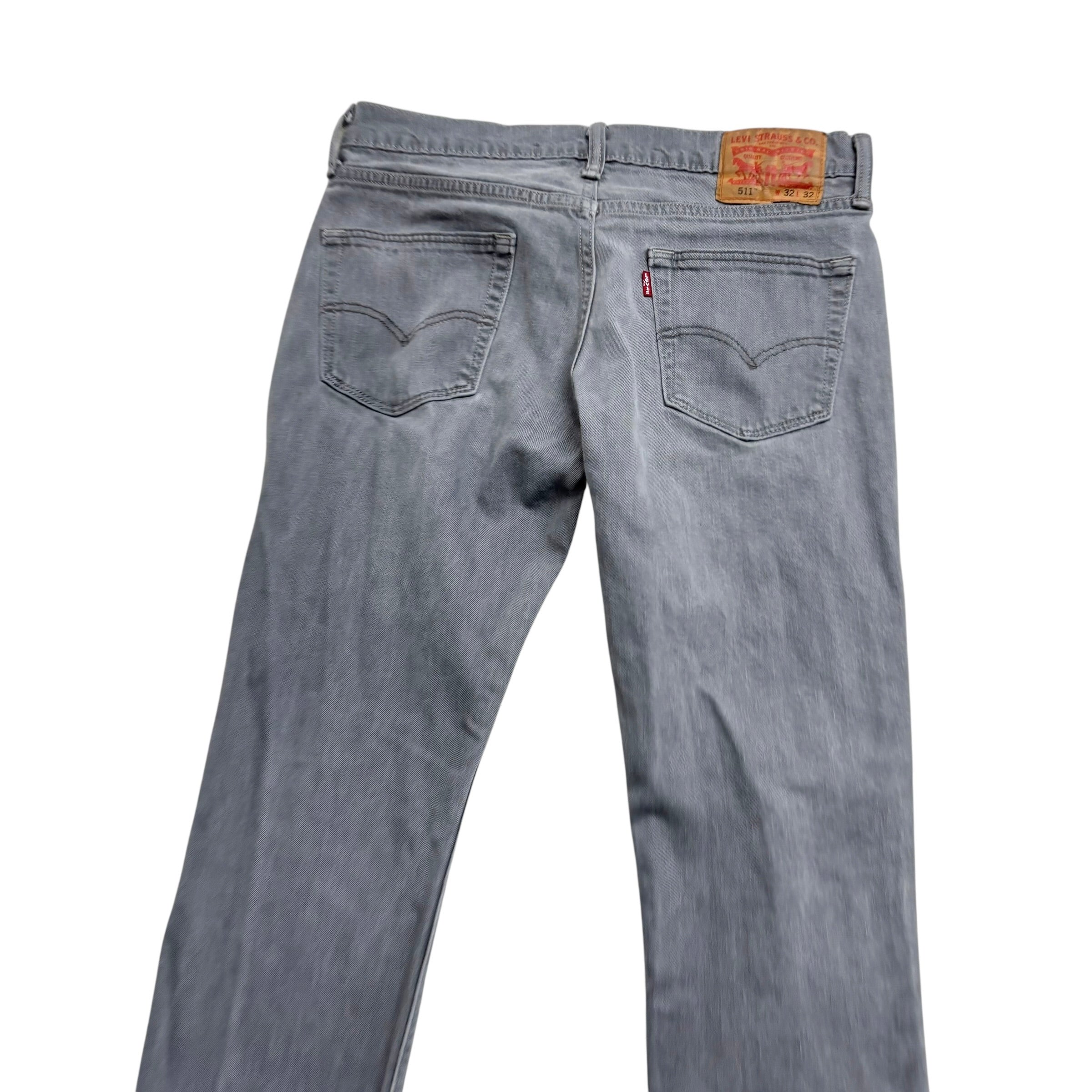 Levis 511 Jeans W32 L29 Mens Grey Slim Fit Stretch Denim (E)