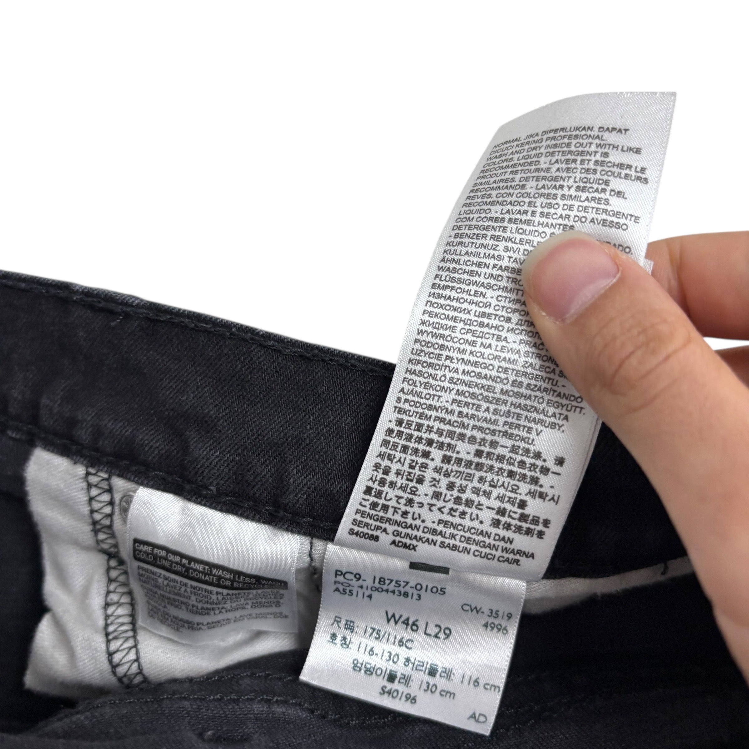 Levis 541 Jeans W46 L28 Mens Black Athletic Tapered Fit Stretch Denim (E)