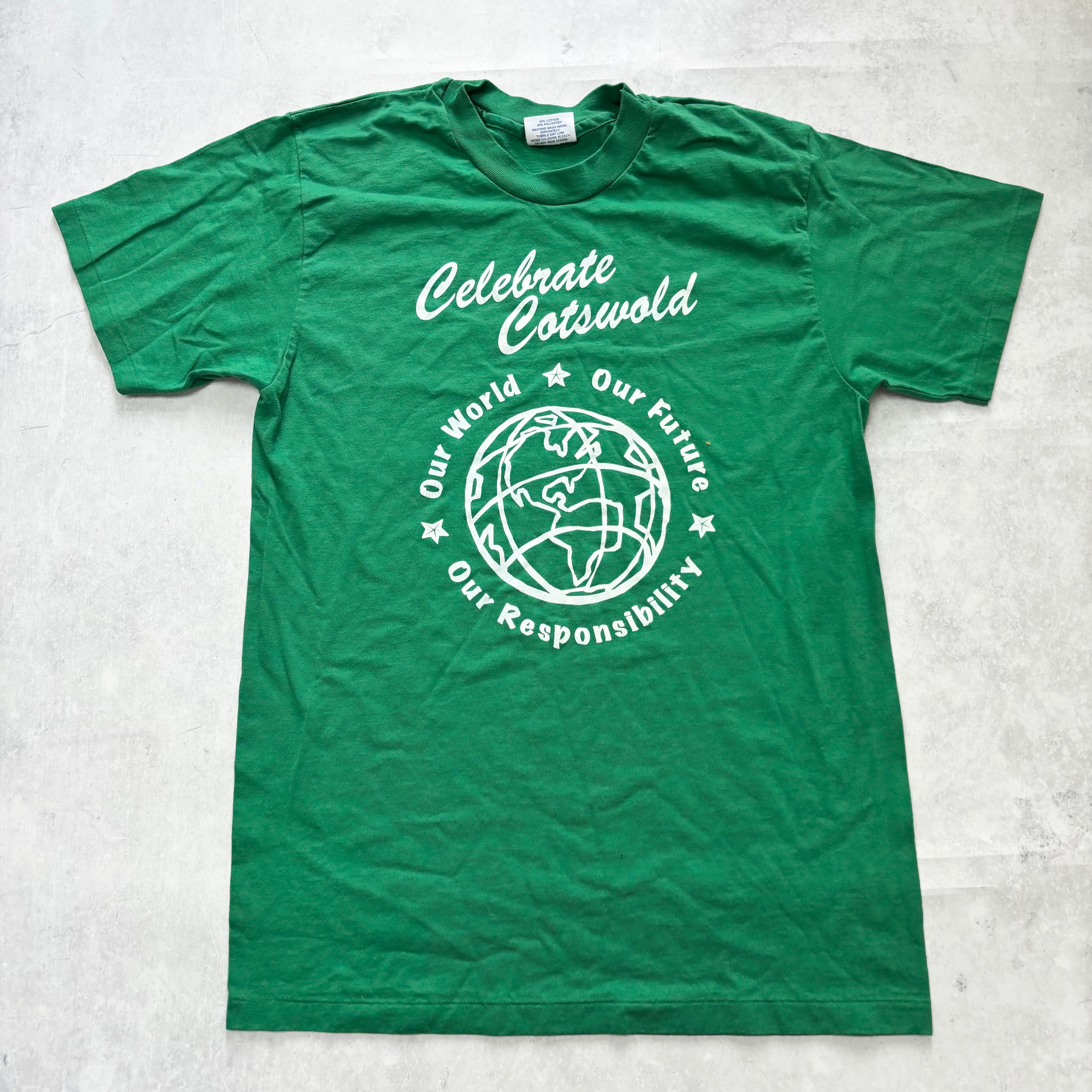Vintage T Shirt Mens Medium Green Single Stitch Graphic Print 90s USA (E)