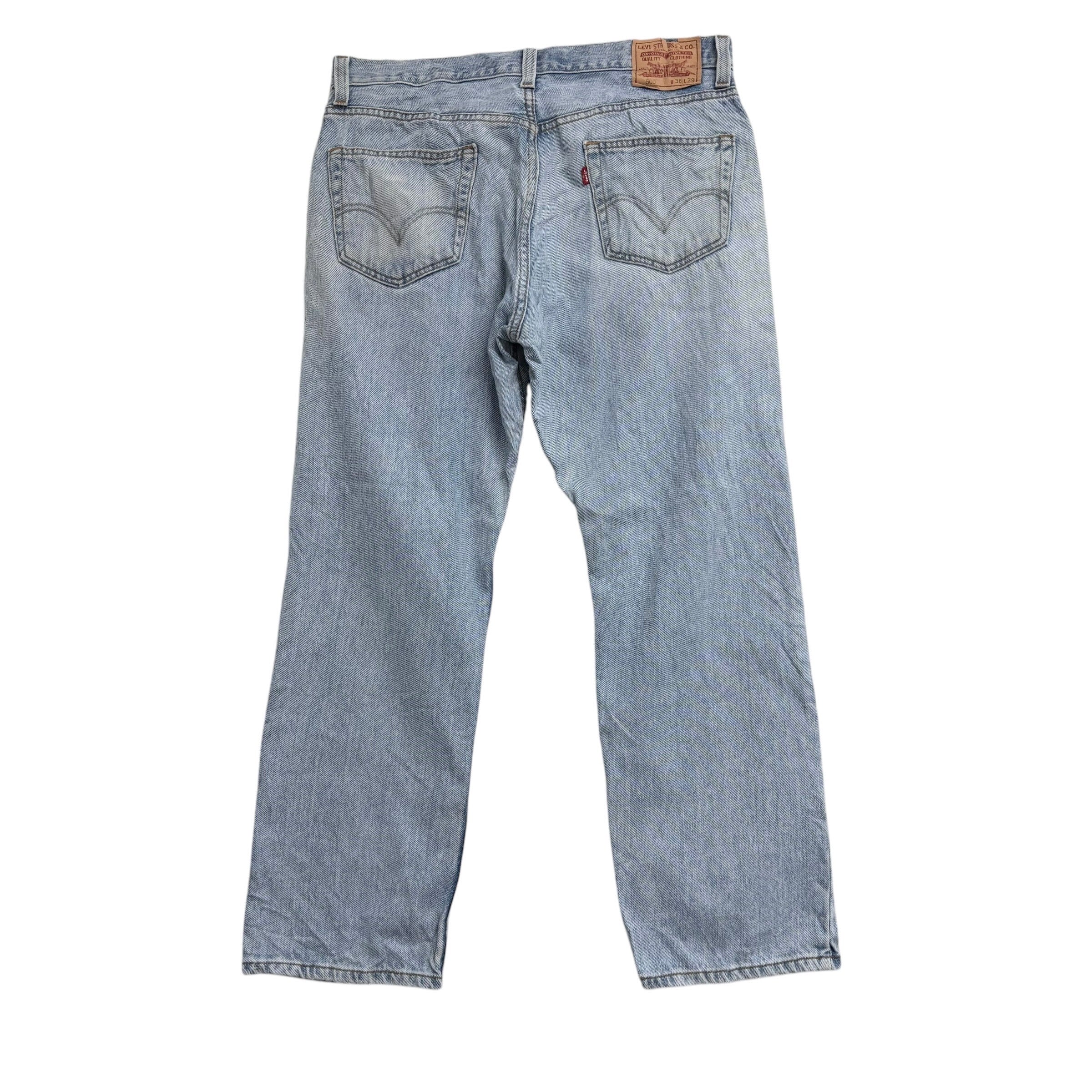 Levis 505 Jeans W36 L29 Mens Light Blue Regular Straight Fit Vintage Denim