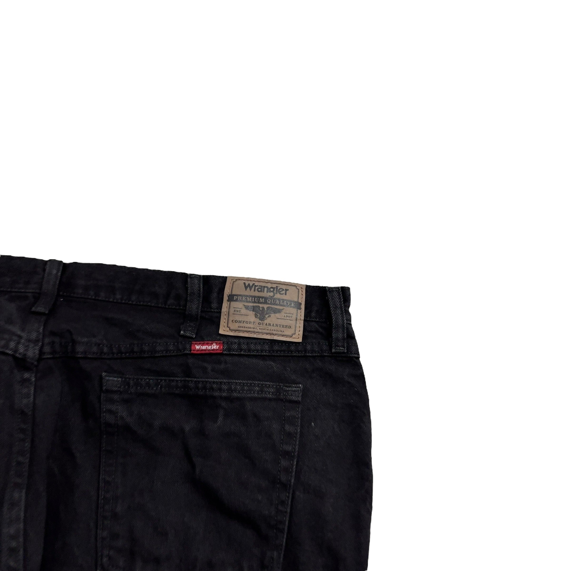 Wrangler Jeans W42 L32 Mens Black Relaxed Straight Fit Baggy Denim