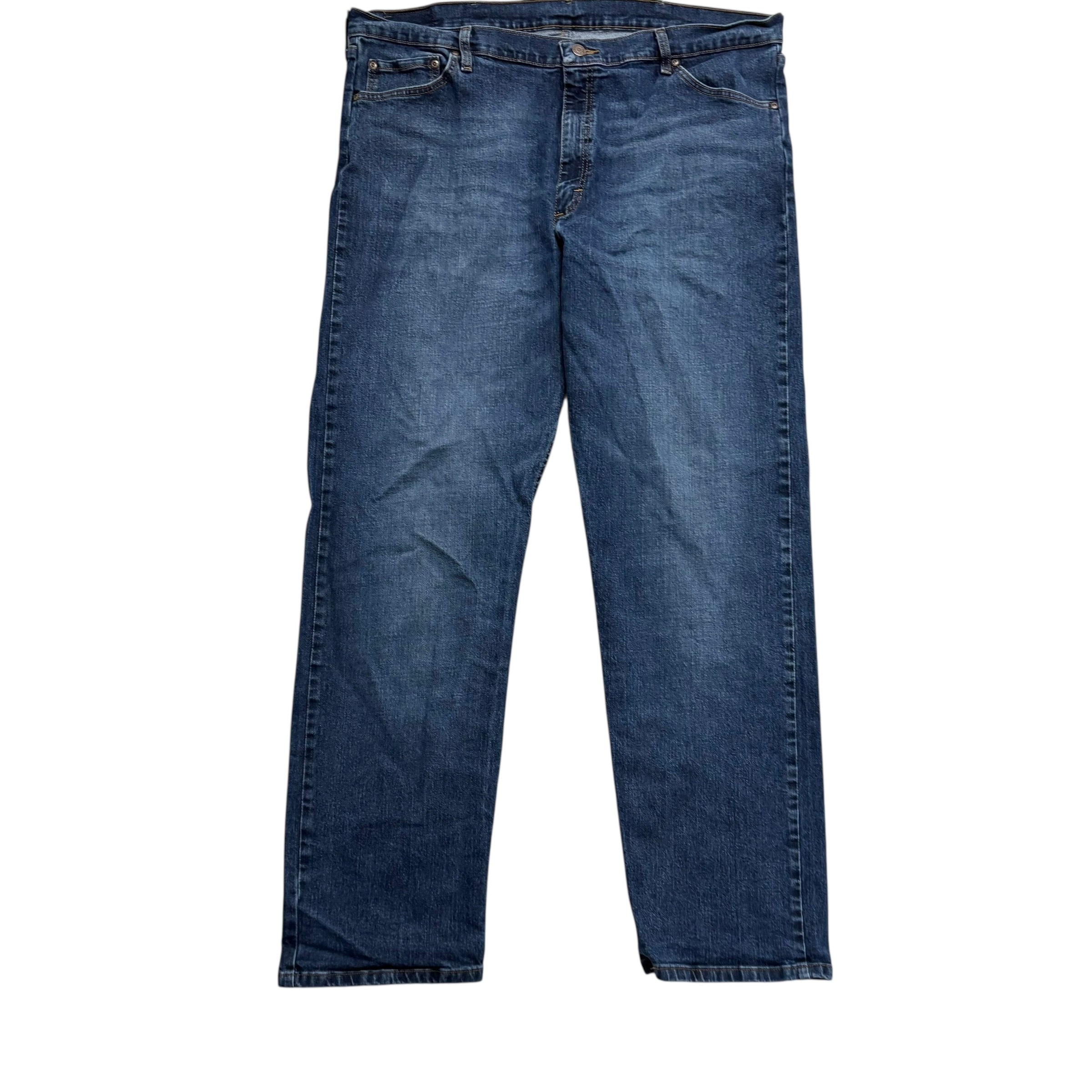 Wrangler Jeans W42 L32 Mens Dark Blue Relaxed Straight Fit Stretch Denim (E)