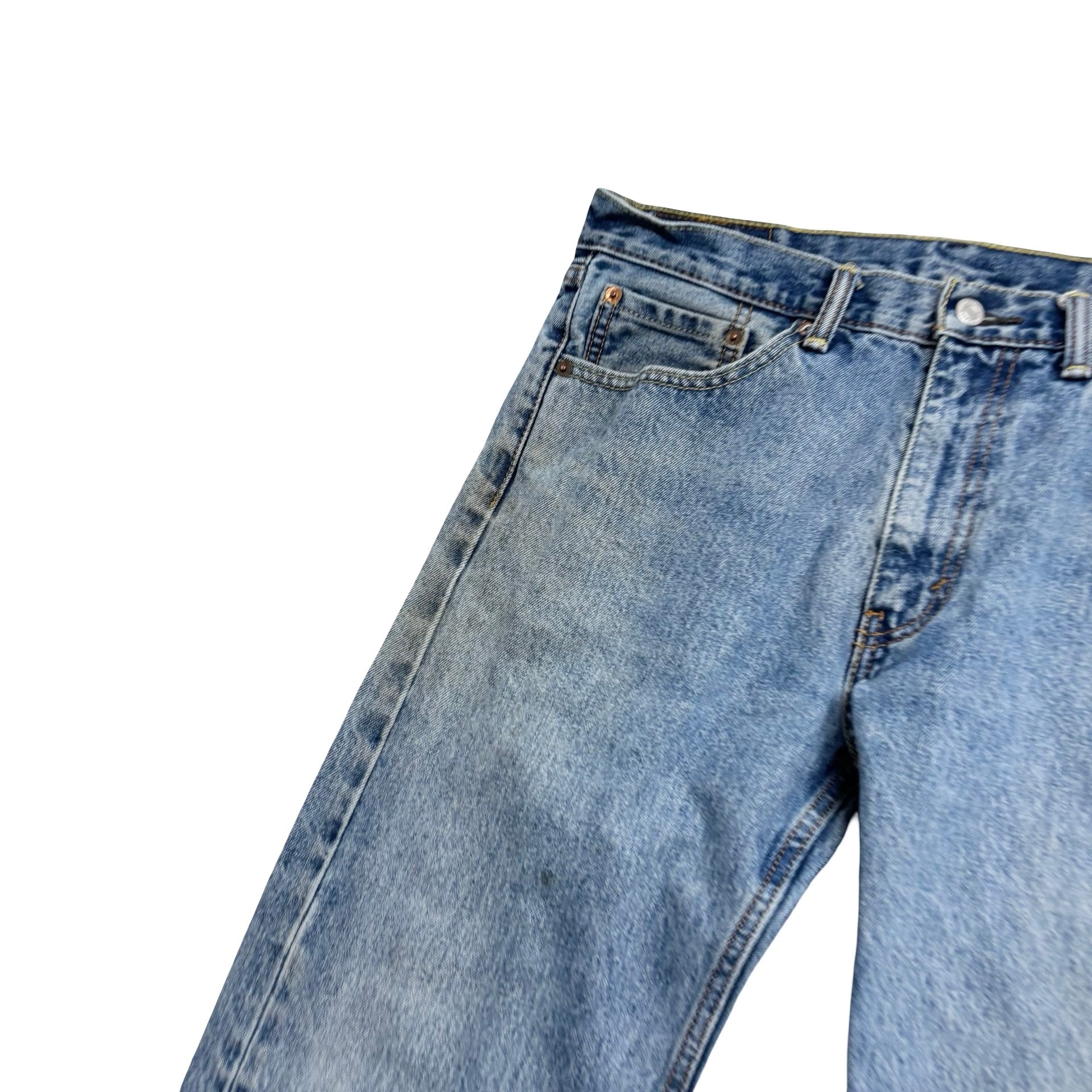 Levis 505 Jeans W33 L32 Mens Light Blue Regular Straight Fit Denim (F)