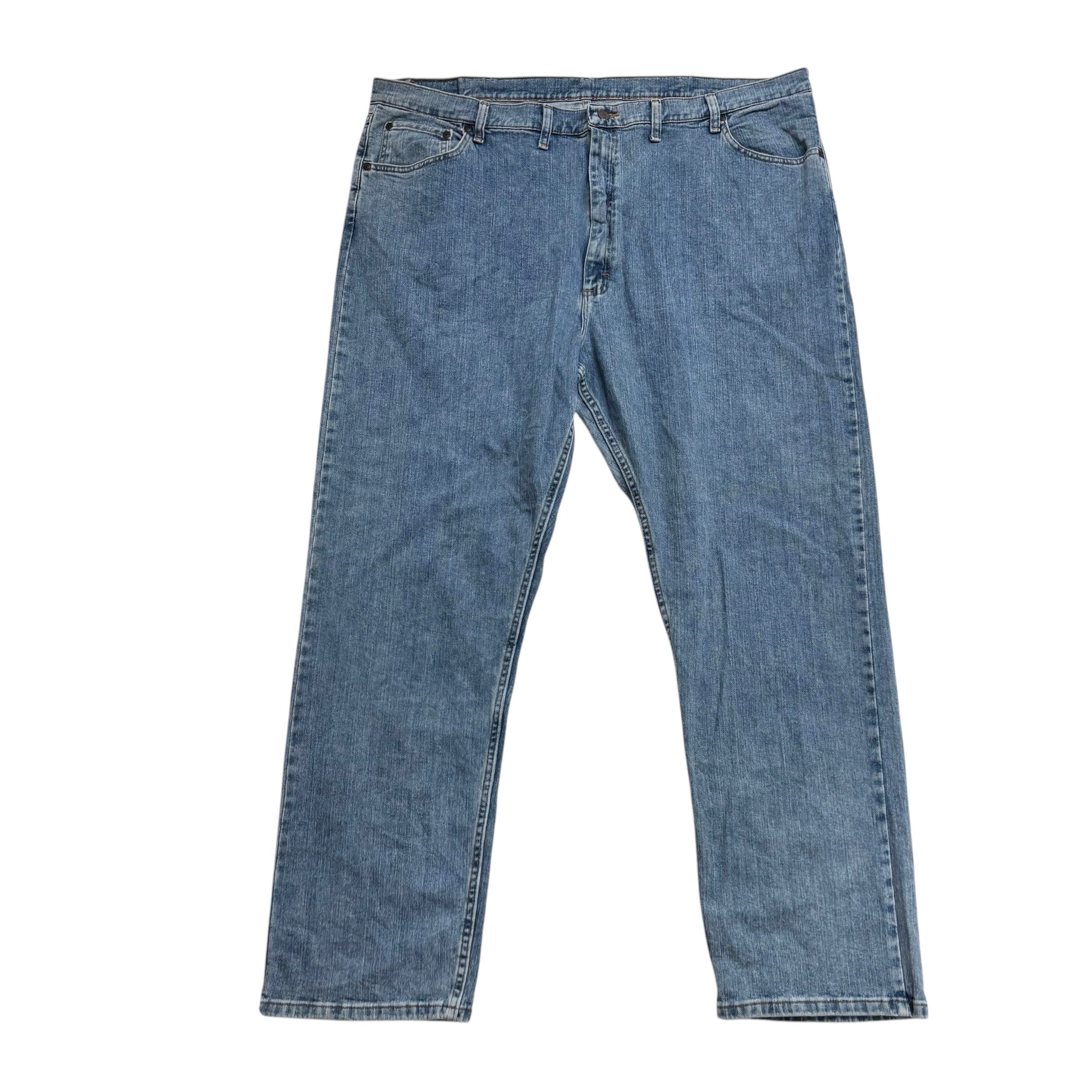 Wrangler Jeans W46 L32 Mens Mid Blue Relaxed Straight Fit Stretch Denim (E)