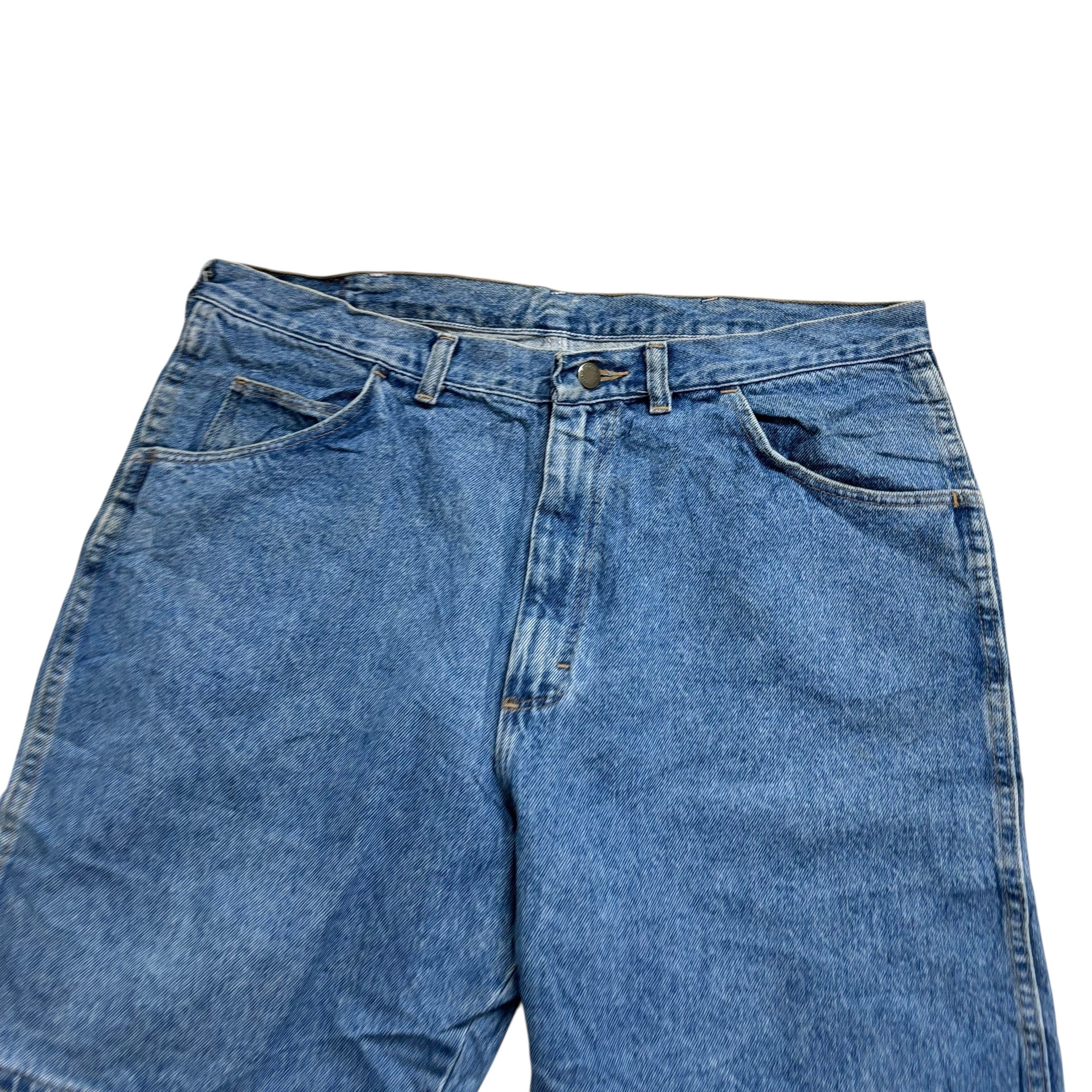 Vintage Wrangler Baggy Jorts W36 Mens Denim Shorts Mid Blue Relaxed Fit