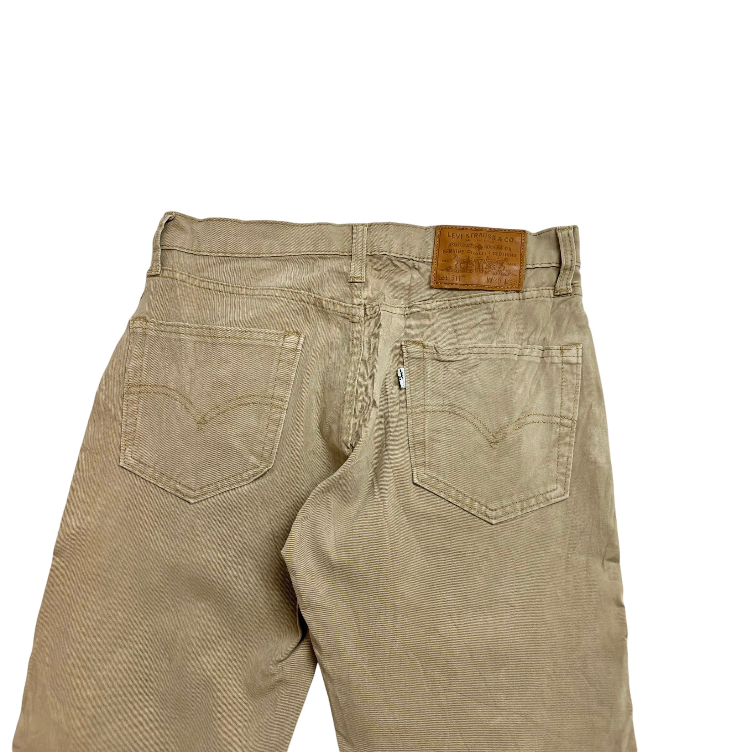 Levis 511 Trousers W29 L29 Mens Beige Slim Fit Cotton Premium Pants