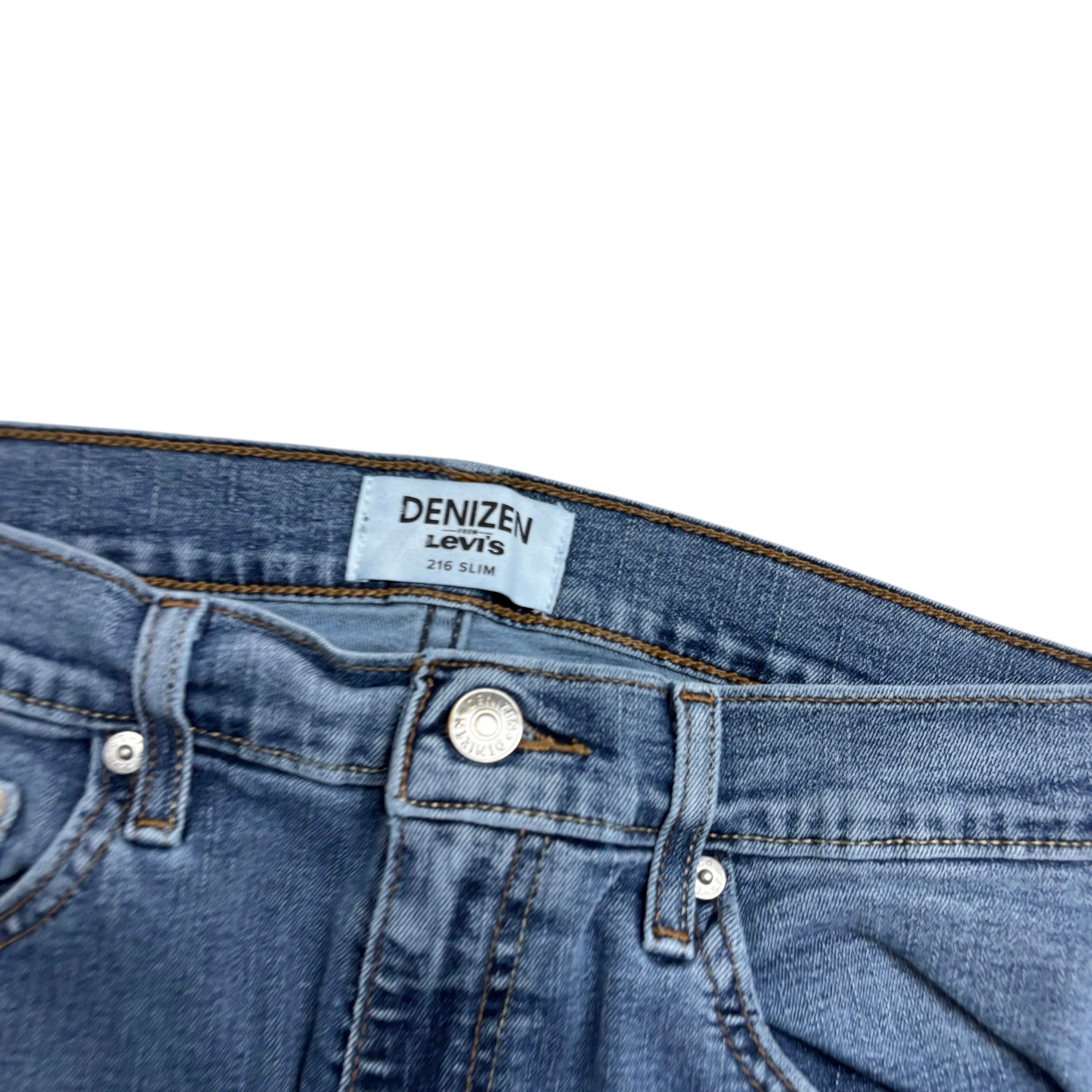 Levis Denizen Jeans W31 L34 Mens Mid Blue Slim Fit Stretch Denim (E)