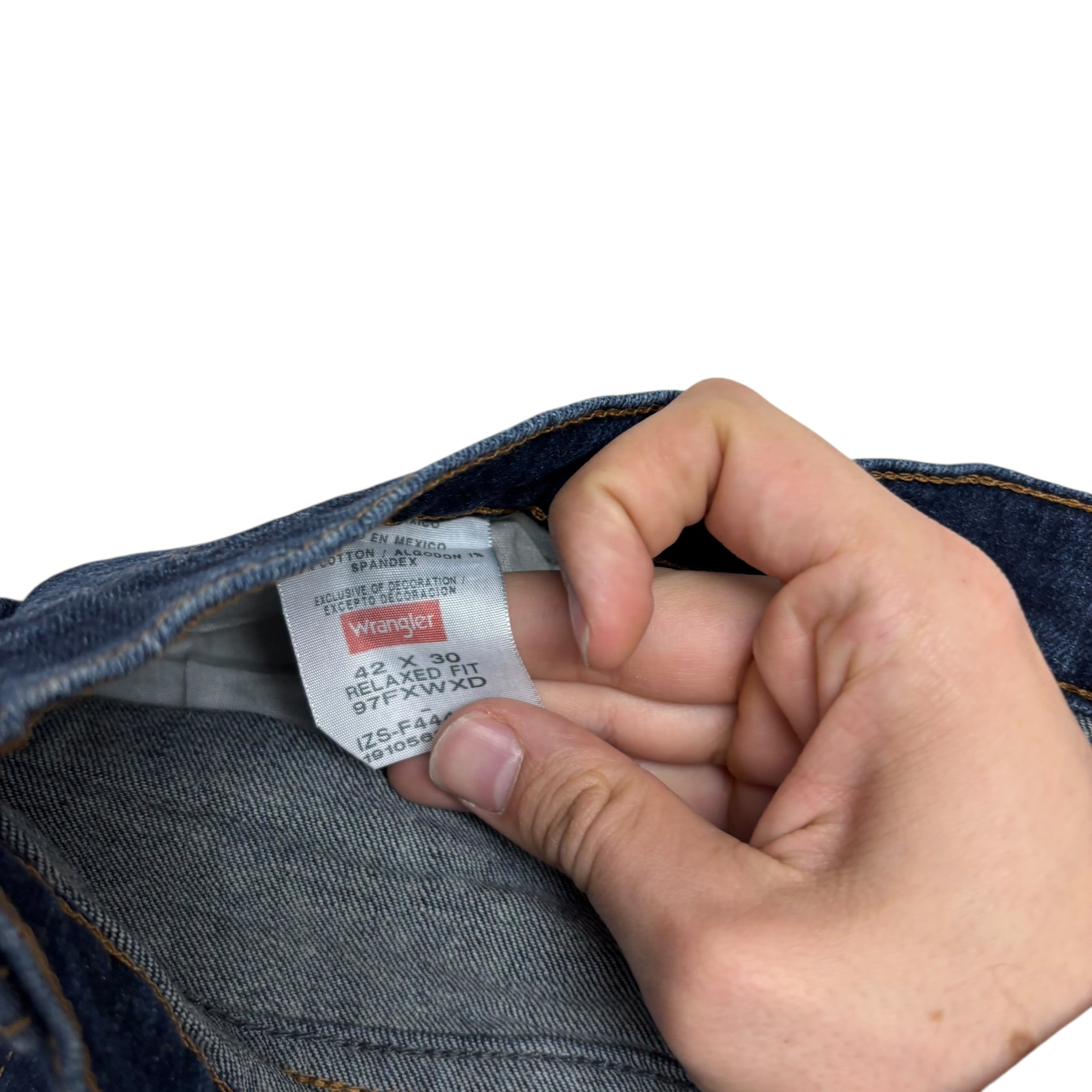 Wrangler Jeans W42 L30 Mens Dark Blue Relaxed Straight Fit Stretch Denim (E)