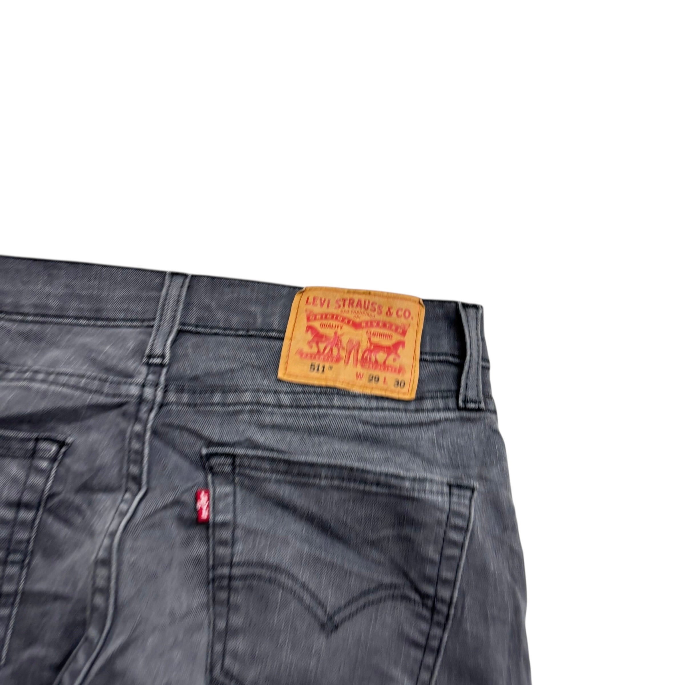 Levis 511 Jeans W29 L30 Mens Grey Slim Fit Stretch Denim