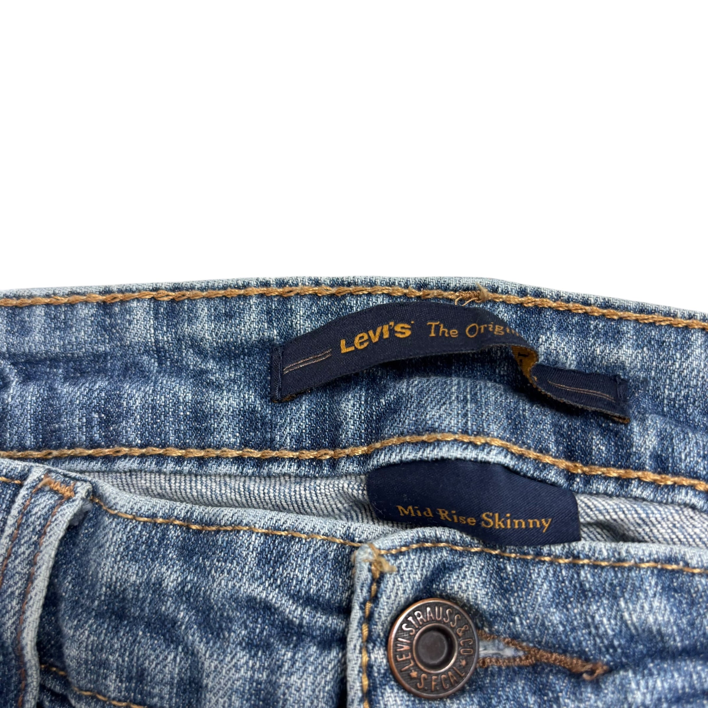 Levis Skinny Jeans W27 L29 Womens Mid Rise Mid Blue Vintage Stretch Denim (E)