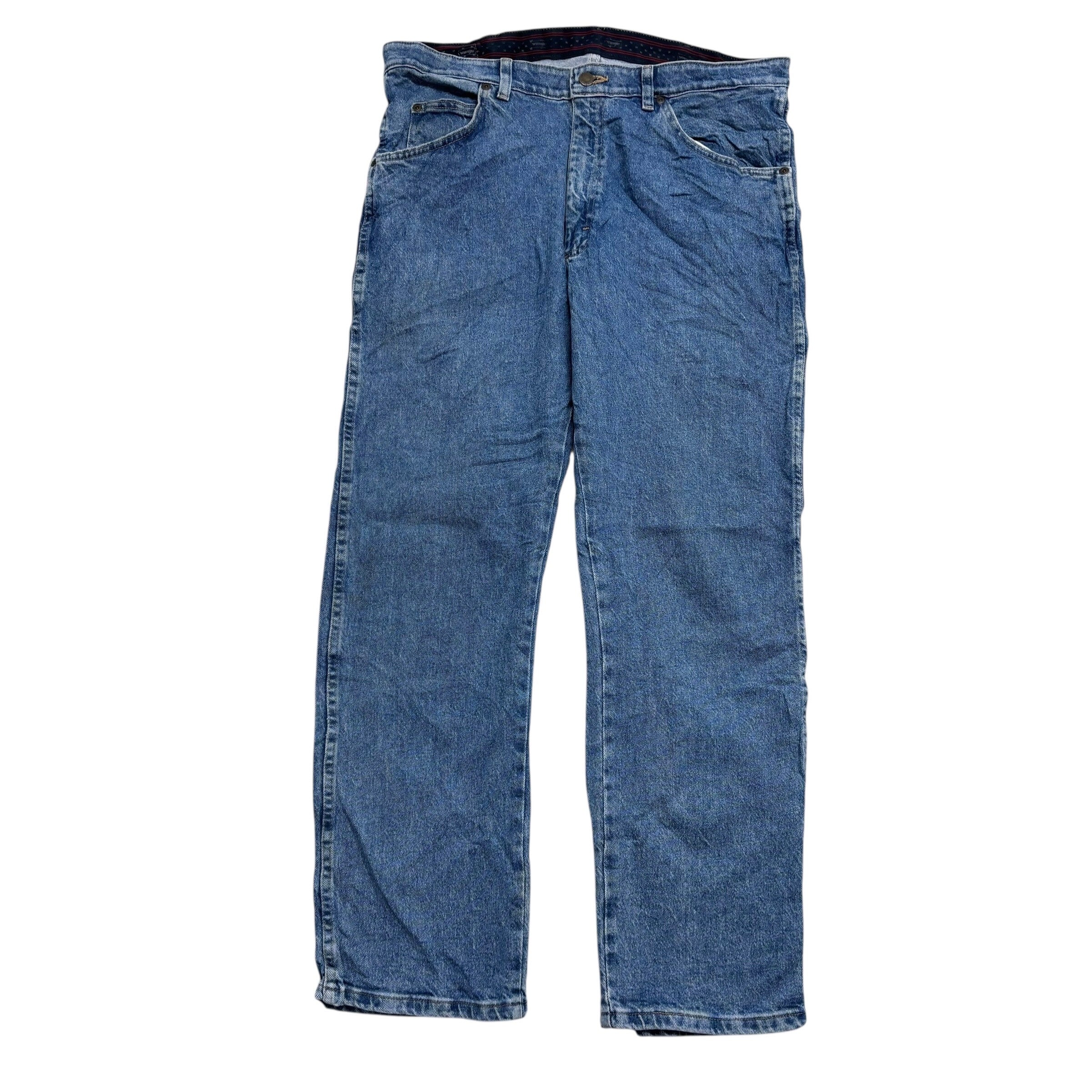 Wrangler Jeans W36 L30 Mens Mid Blue Regular Straight Fit Stretch Denim