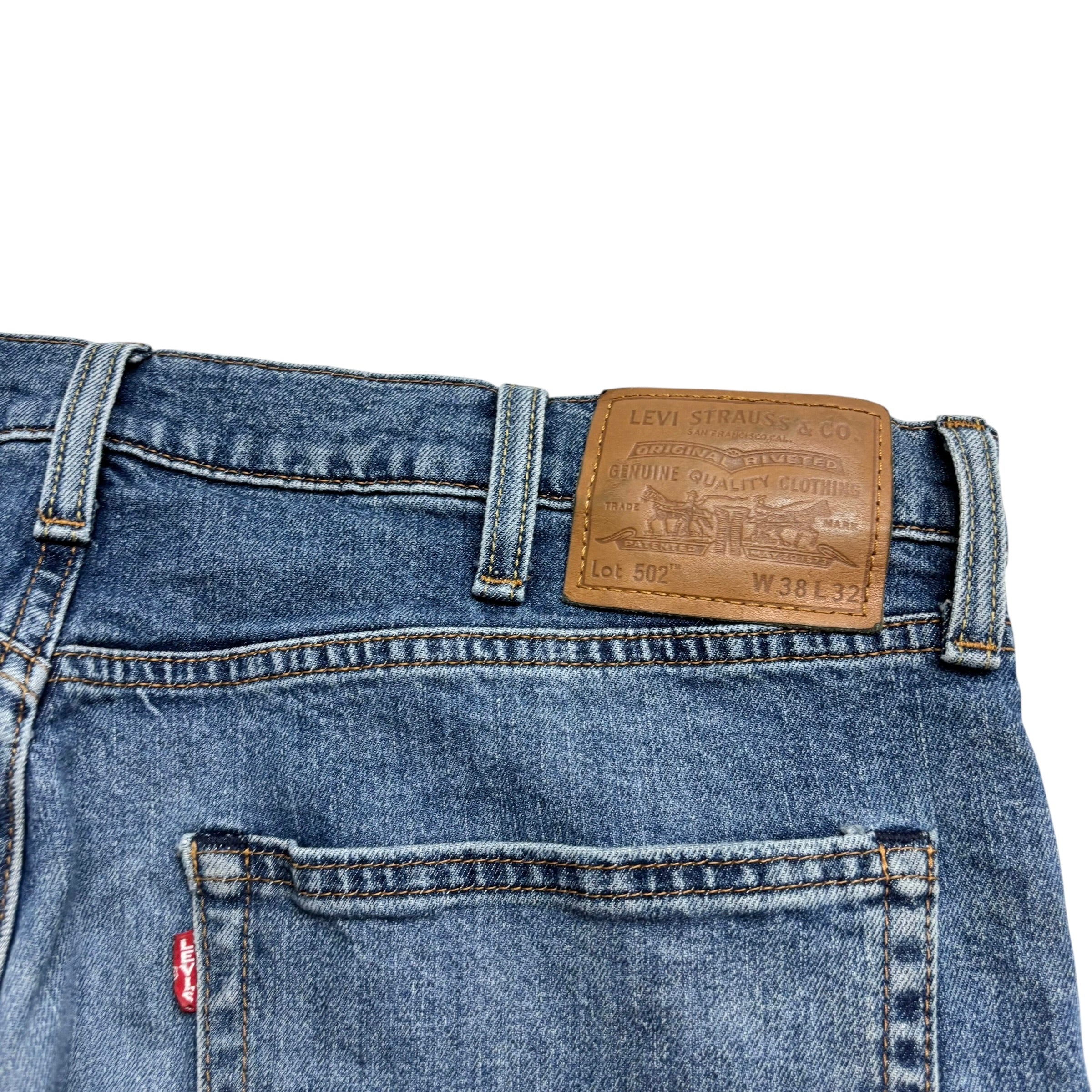 Levis 502 Jeans W38 L32 Mens Mid Blue Regular Tapered Fit Stretch Denim