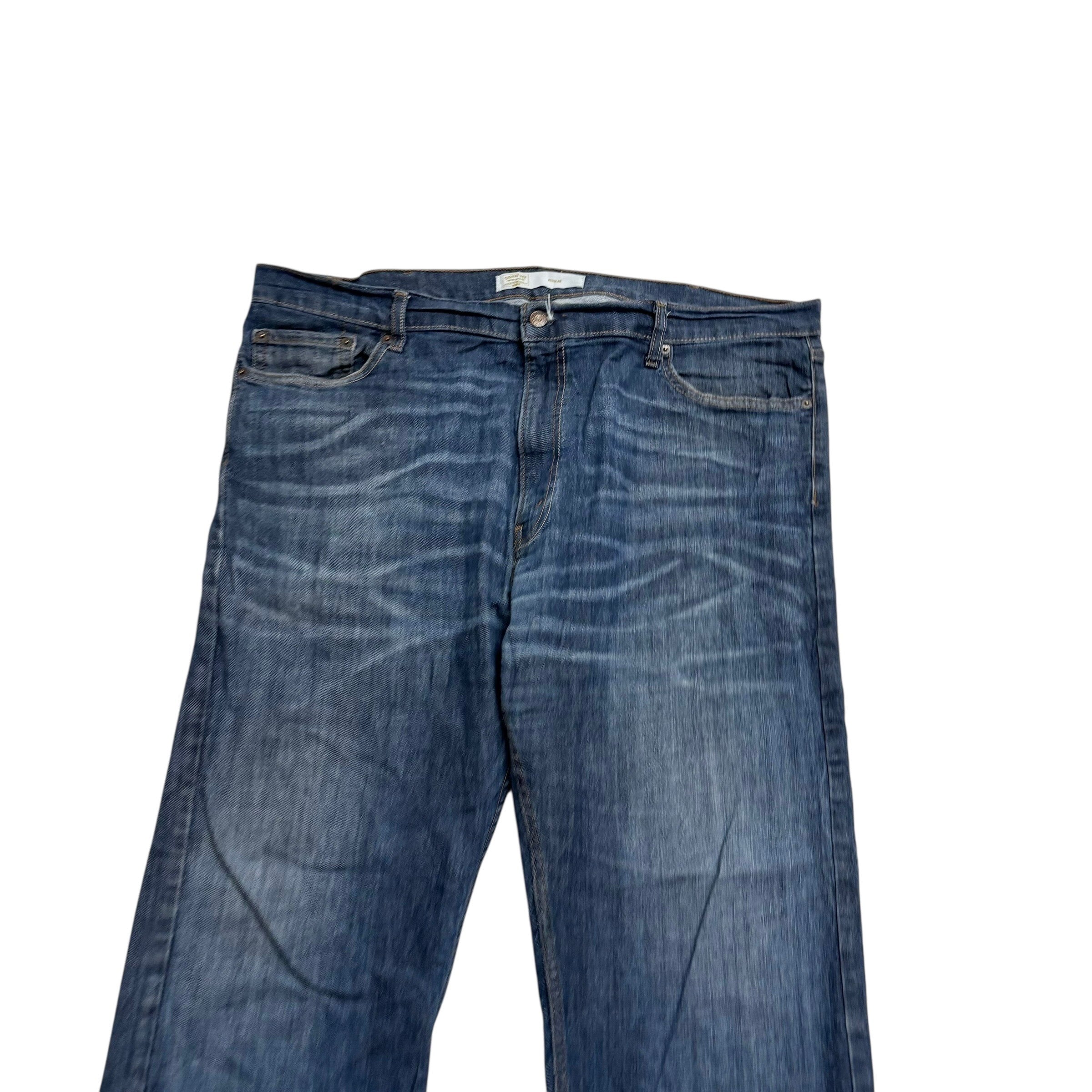 Levis Signature Jeans W44 L31 Mens Dark Blue Regular Straight Stretch Denim
