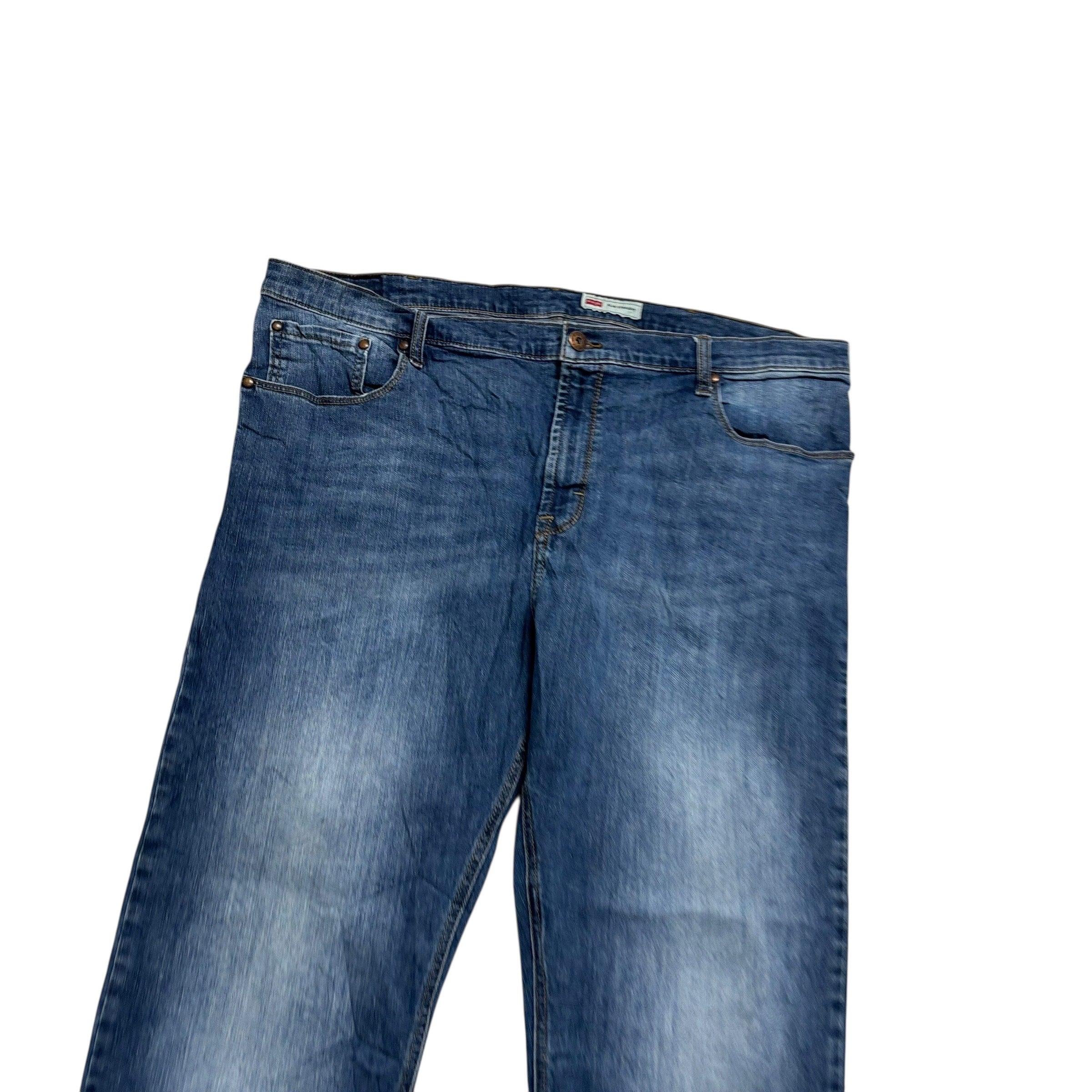 Wrangler Jeans W42 L30 Mens Mid Blue Slim Straight Fit Stretch Denim (E)