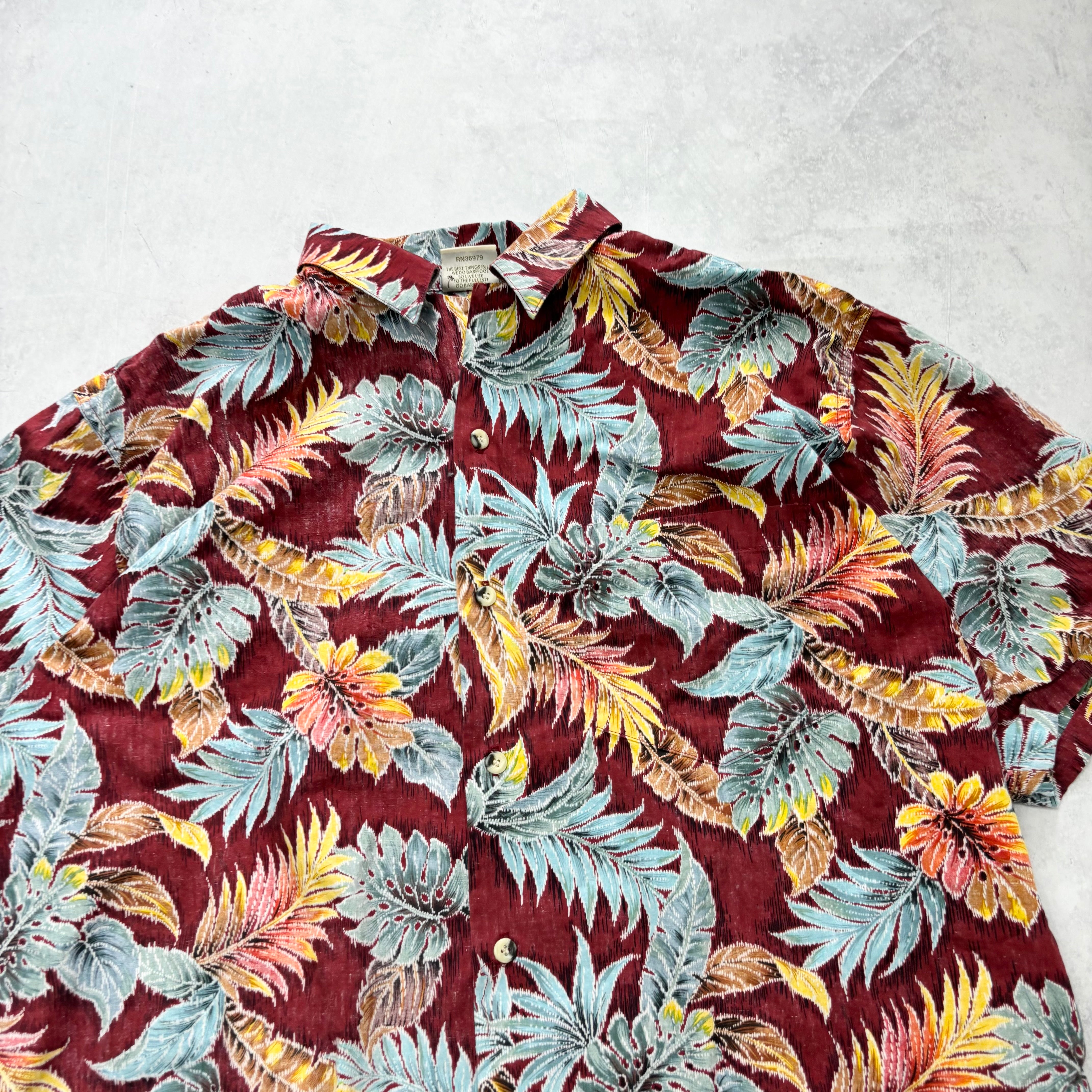 Vintage Hawaiian Shirt Mens XL Red Floral Aloha Short Sleeve Cotton (E)