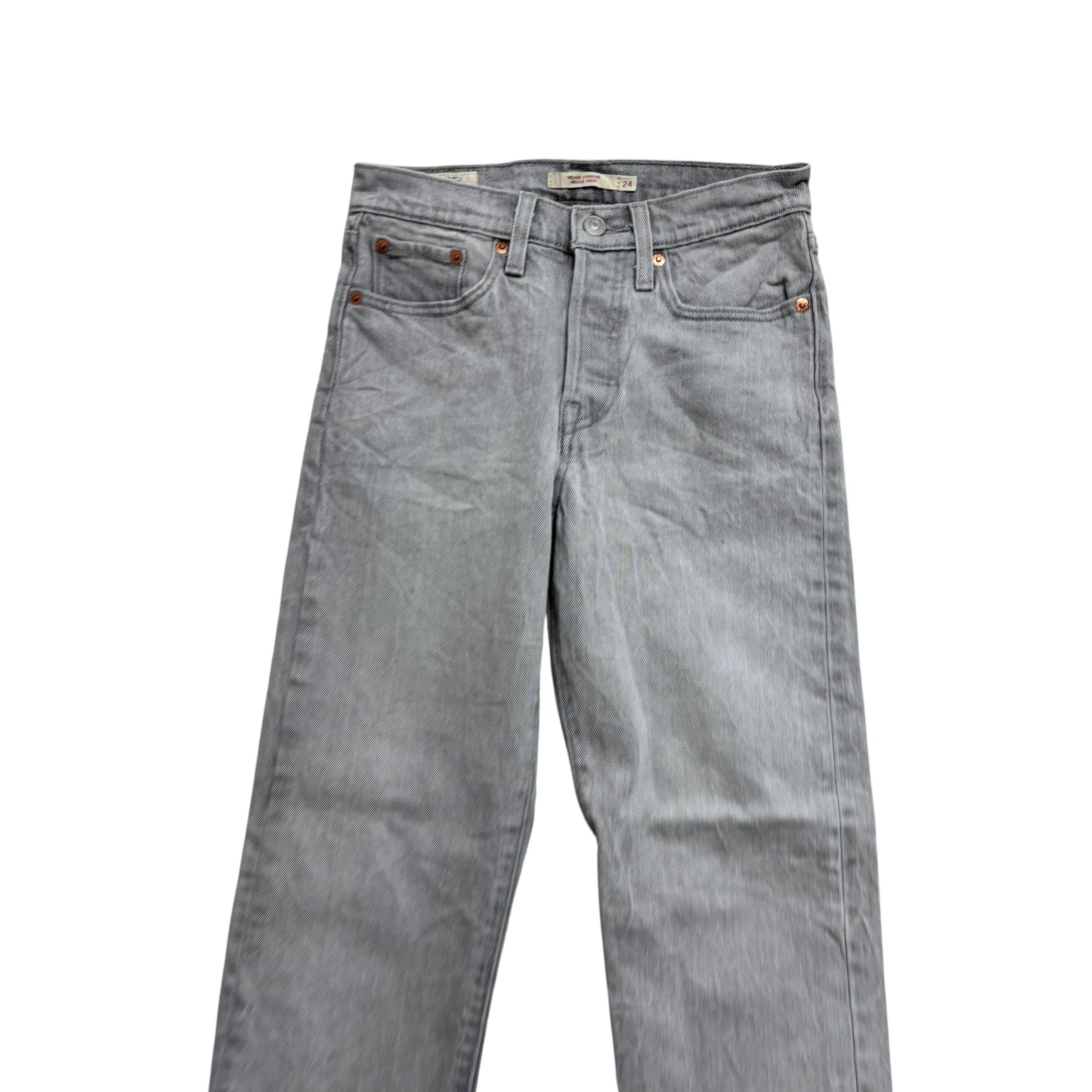 Levis Wedgie Straight Jeans W24 L26 Womens Grey Stretch Premium Denim (E)