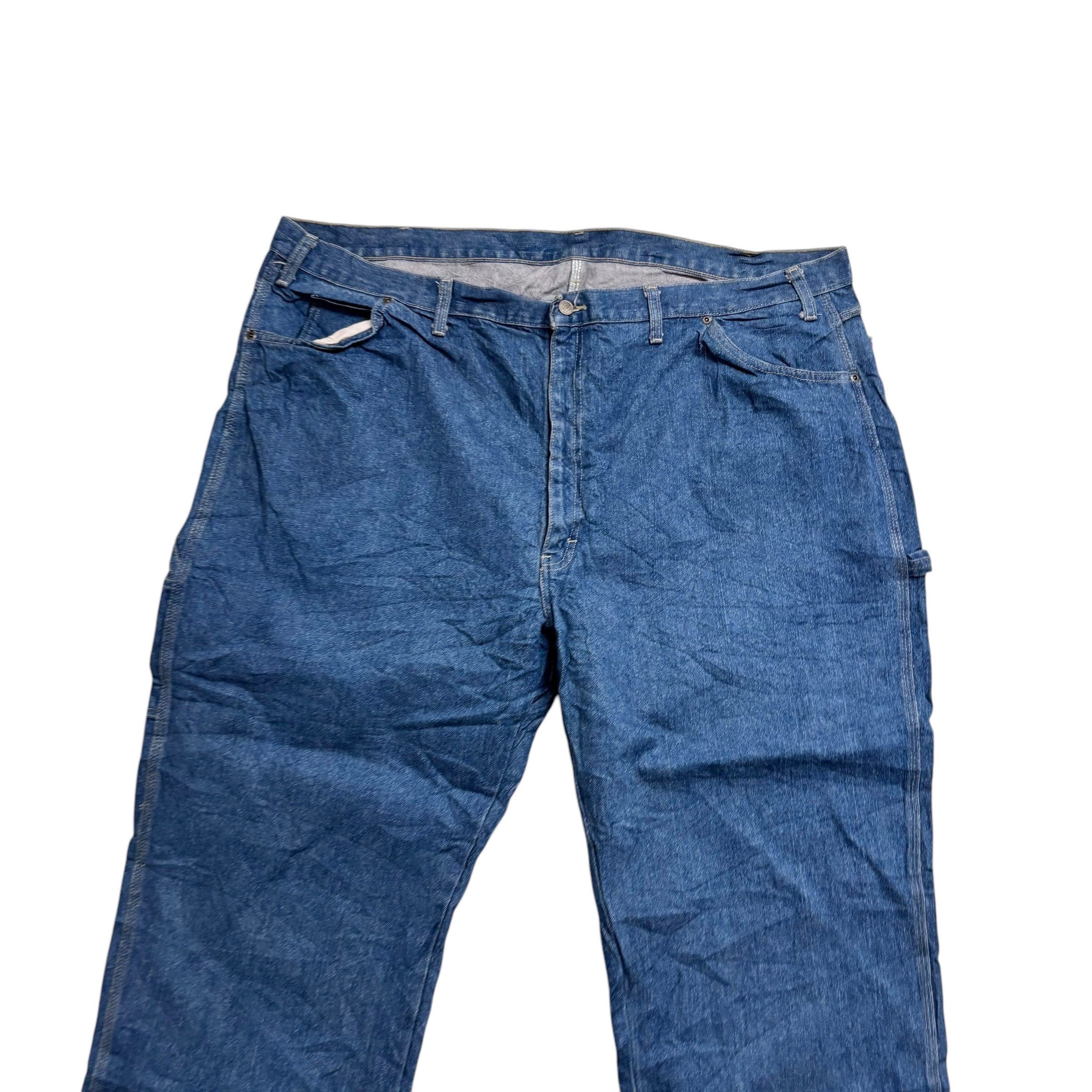 Dickies Carpenter Jeans W48 L27 Mens Mid Blue Relaxed Straight Fit Pants (E)