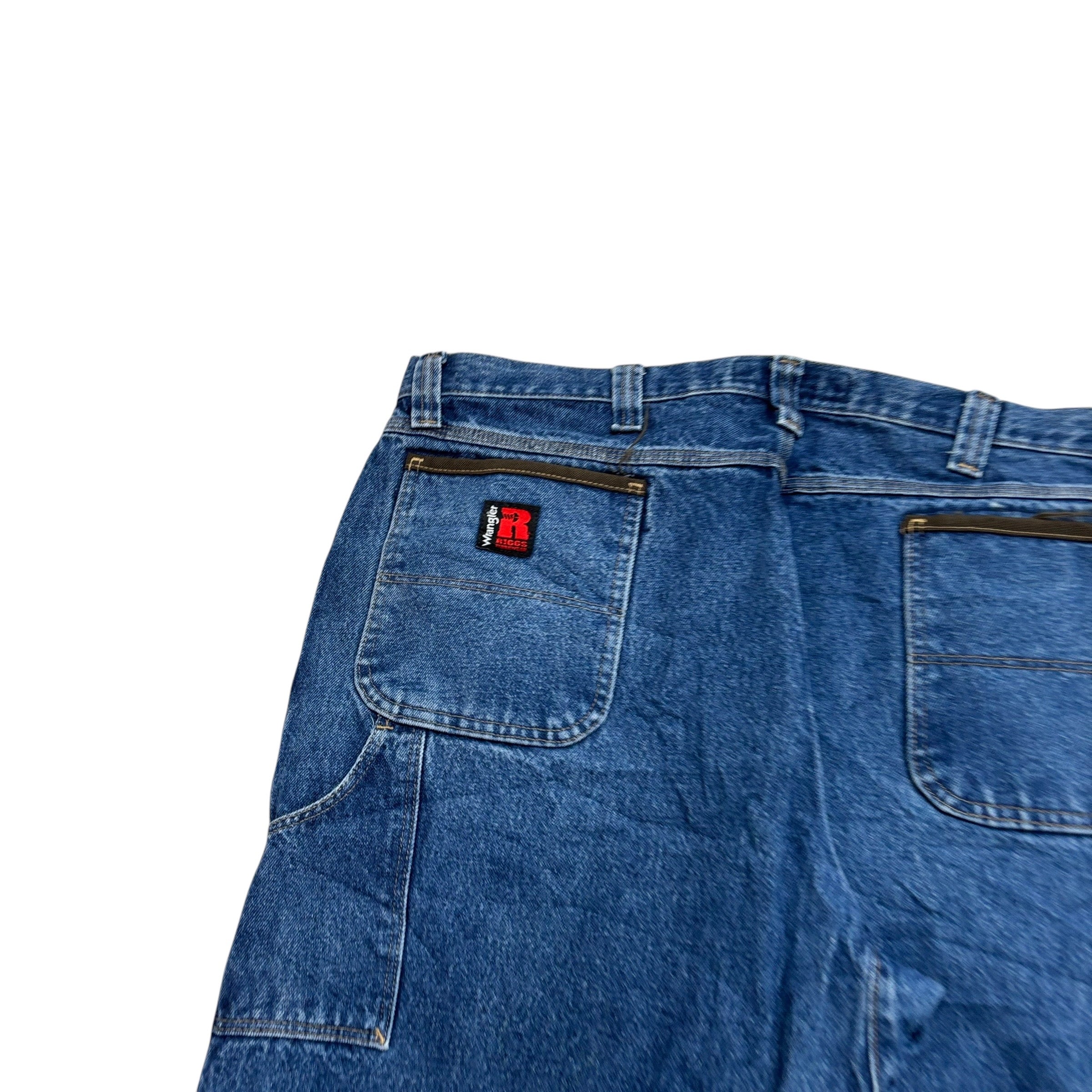 Wrangler Carpenter Jeans W42 L30 Mens Mid Blue Baggy Relaxed Straight Fit Denim