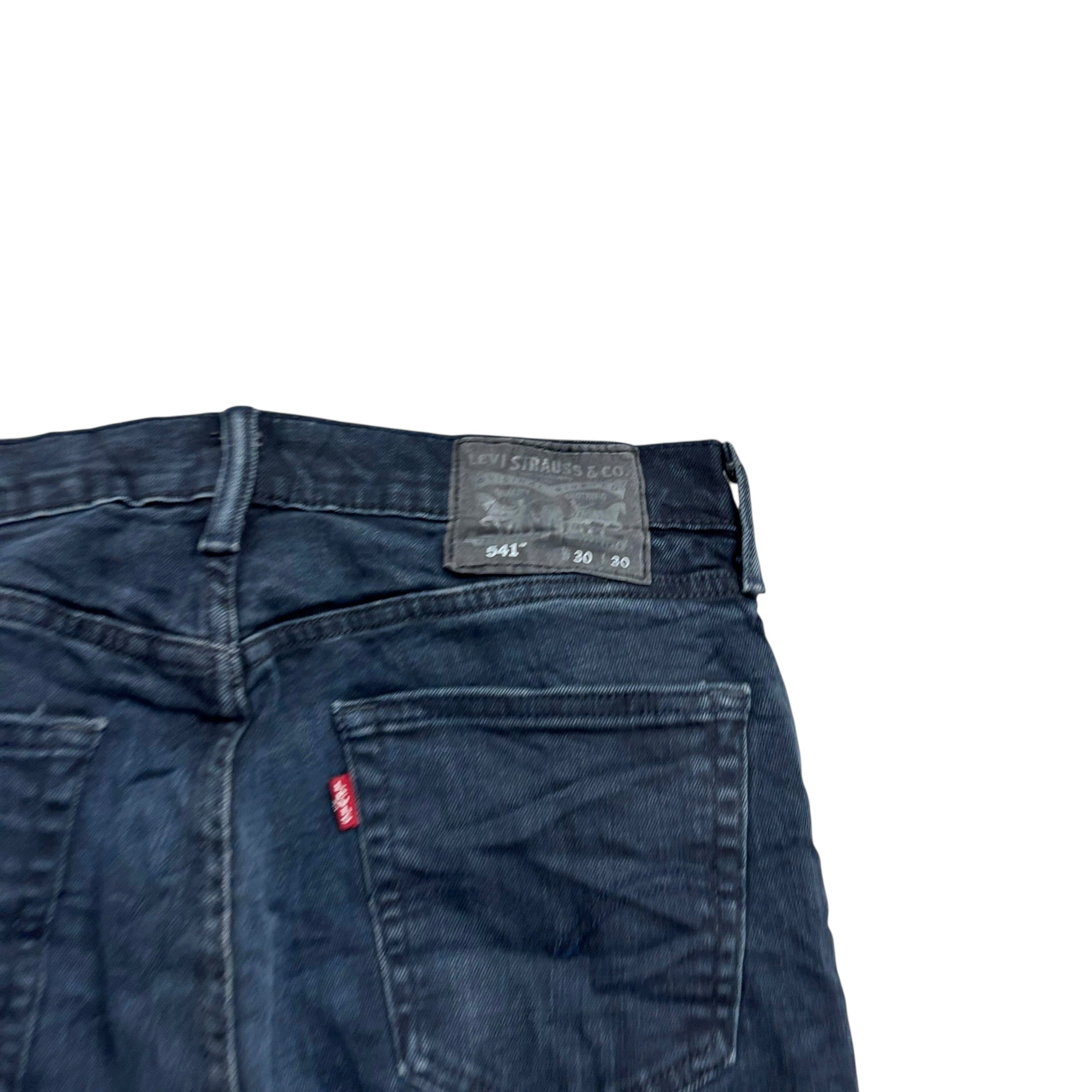 Levis 541 Jeans W30 L29 Mens Navy Blue Athletic Tapered Fit Stretch Denim (E)