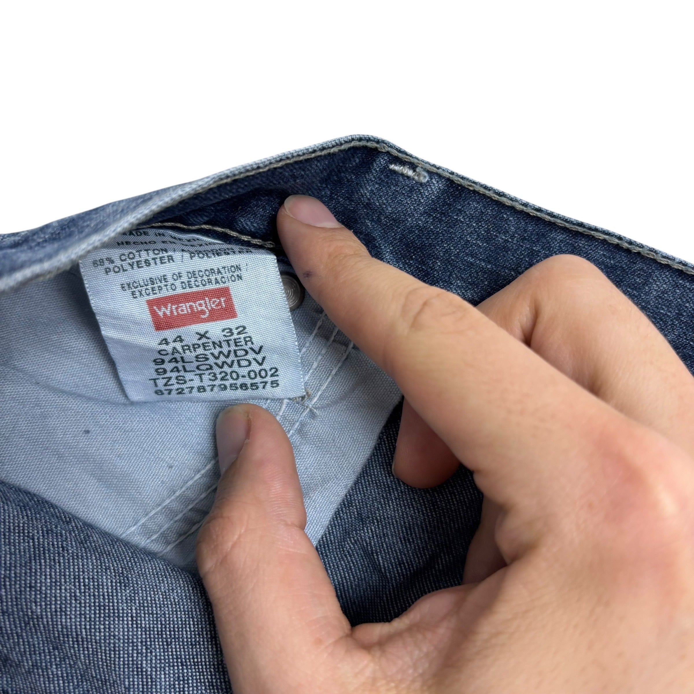 Wrangler Carpenter Jeans W44 L32 Mens Mid Blue Relaxed Straight Fit Denim (E)