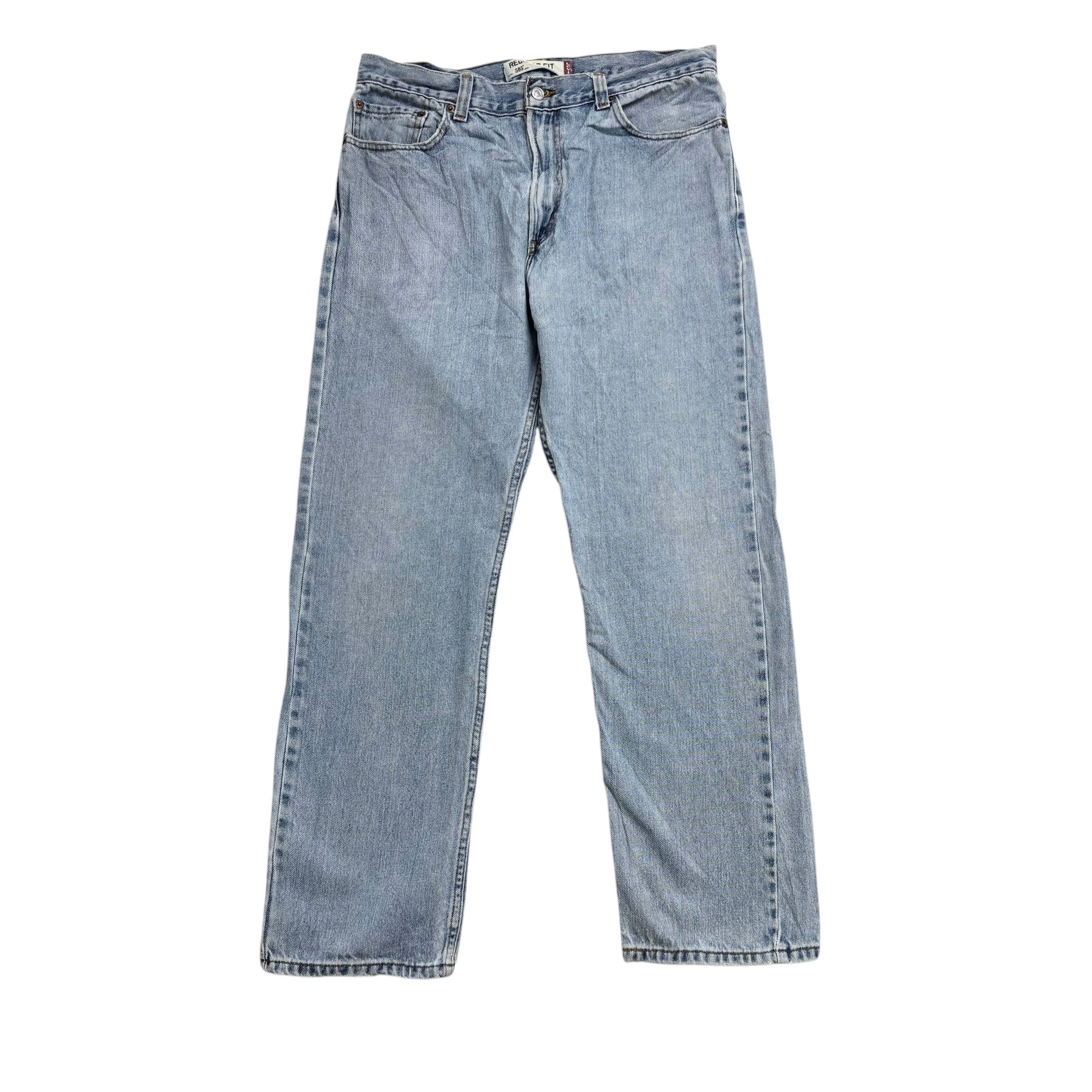 Levis 505 Jeans W36 L32 Mens Light Blue Regular Straight Fit Vintage Denim
