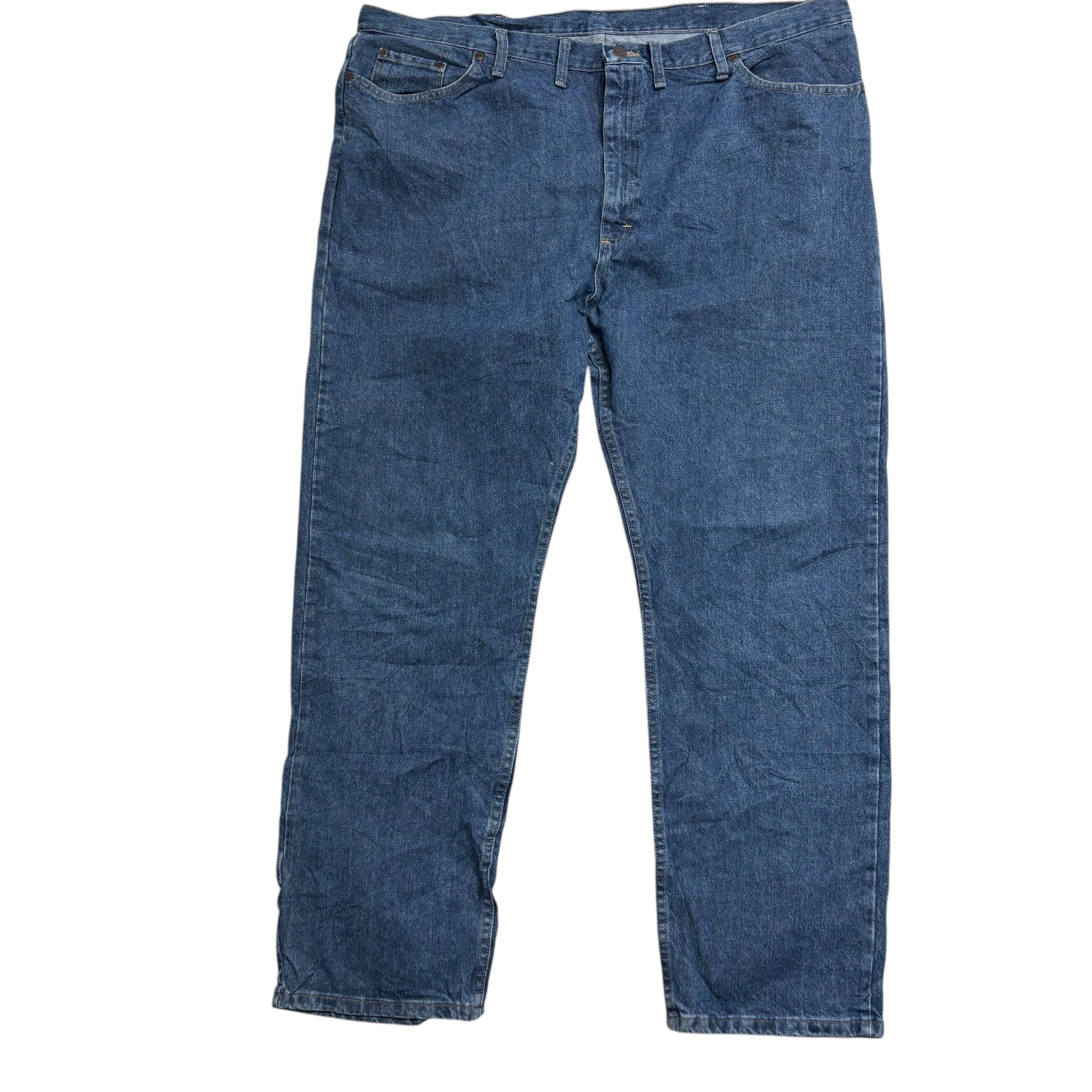 Wrangler Jeans W46 L32 Mens Mid Blue Regular Straight Fit Denim (E)