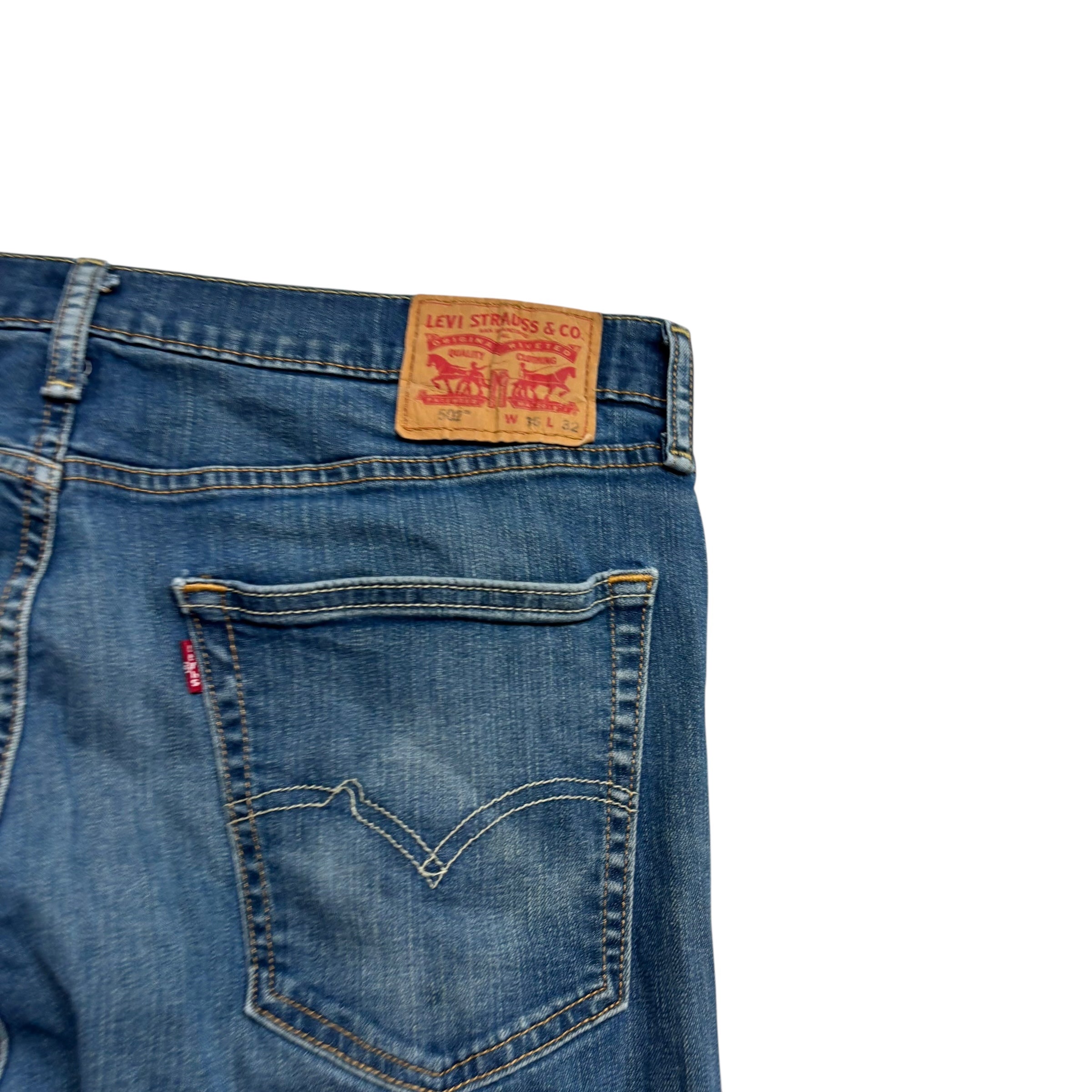 Levis 502 Jeans W36 L32 Mens Dark Blue Regular Tapered Fit Stretch Denim