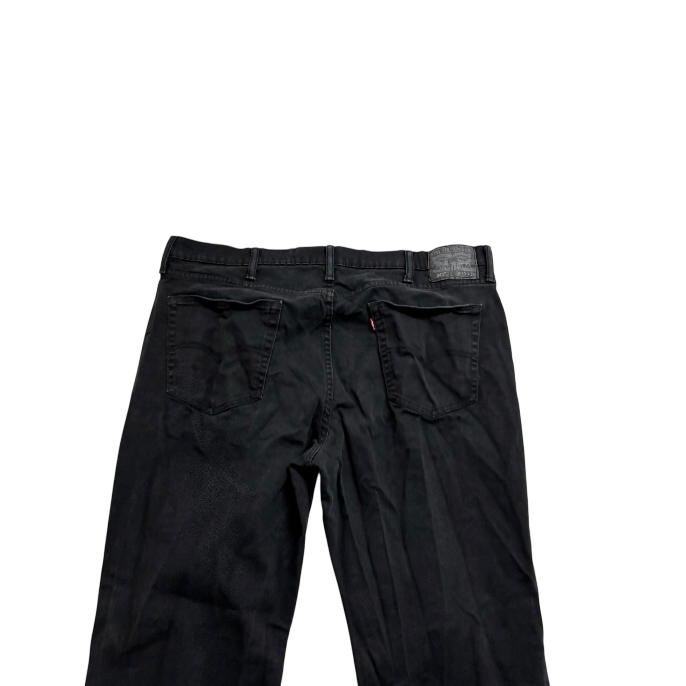 Levis 541 Jeans W40 L34 Mens Black Athletic Tapered Fit Stretch Denim