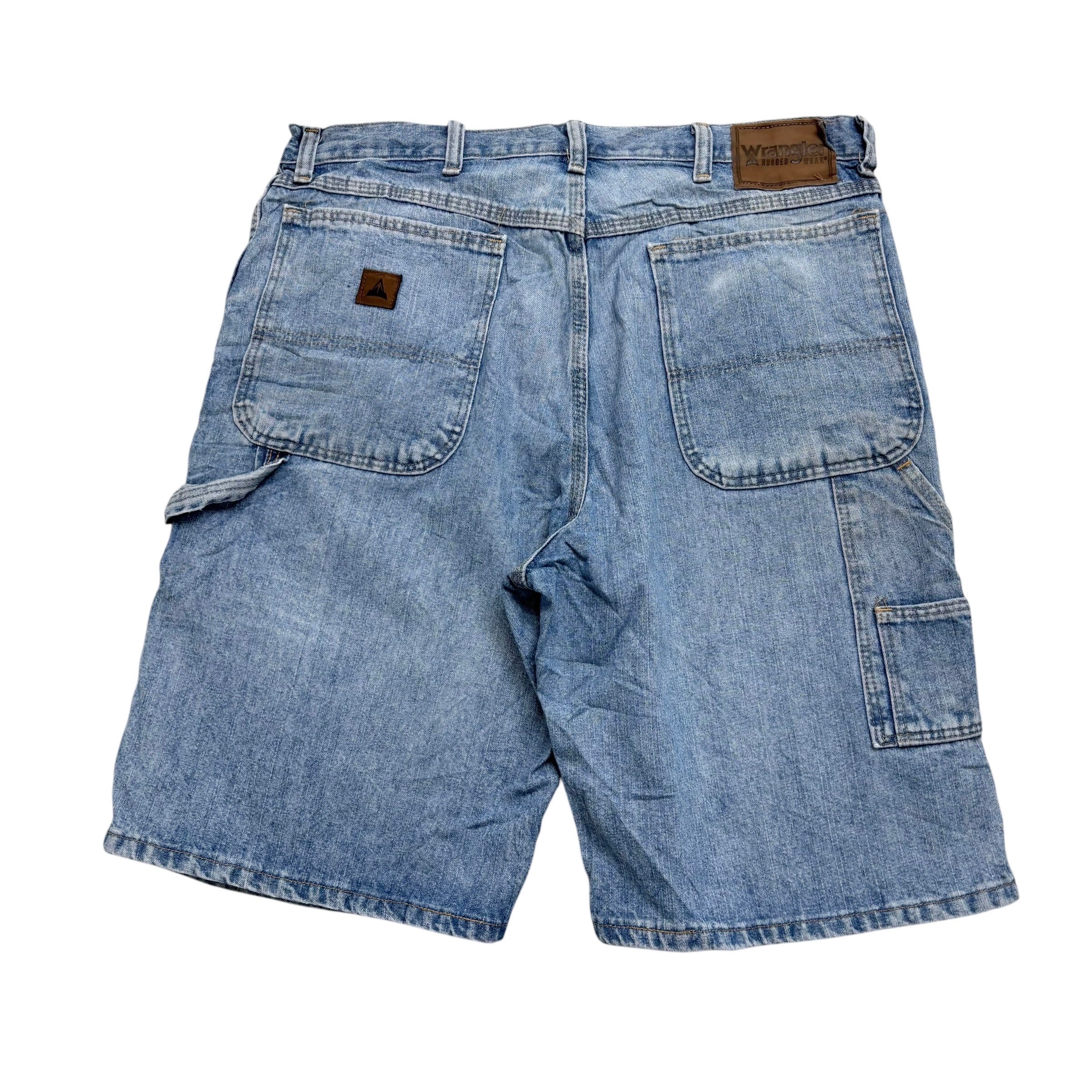 Wrangler Baggy Jorts W34 Mens Light Blue Denim Shorts Relaxed Fit Carpenter
